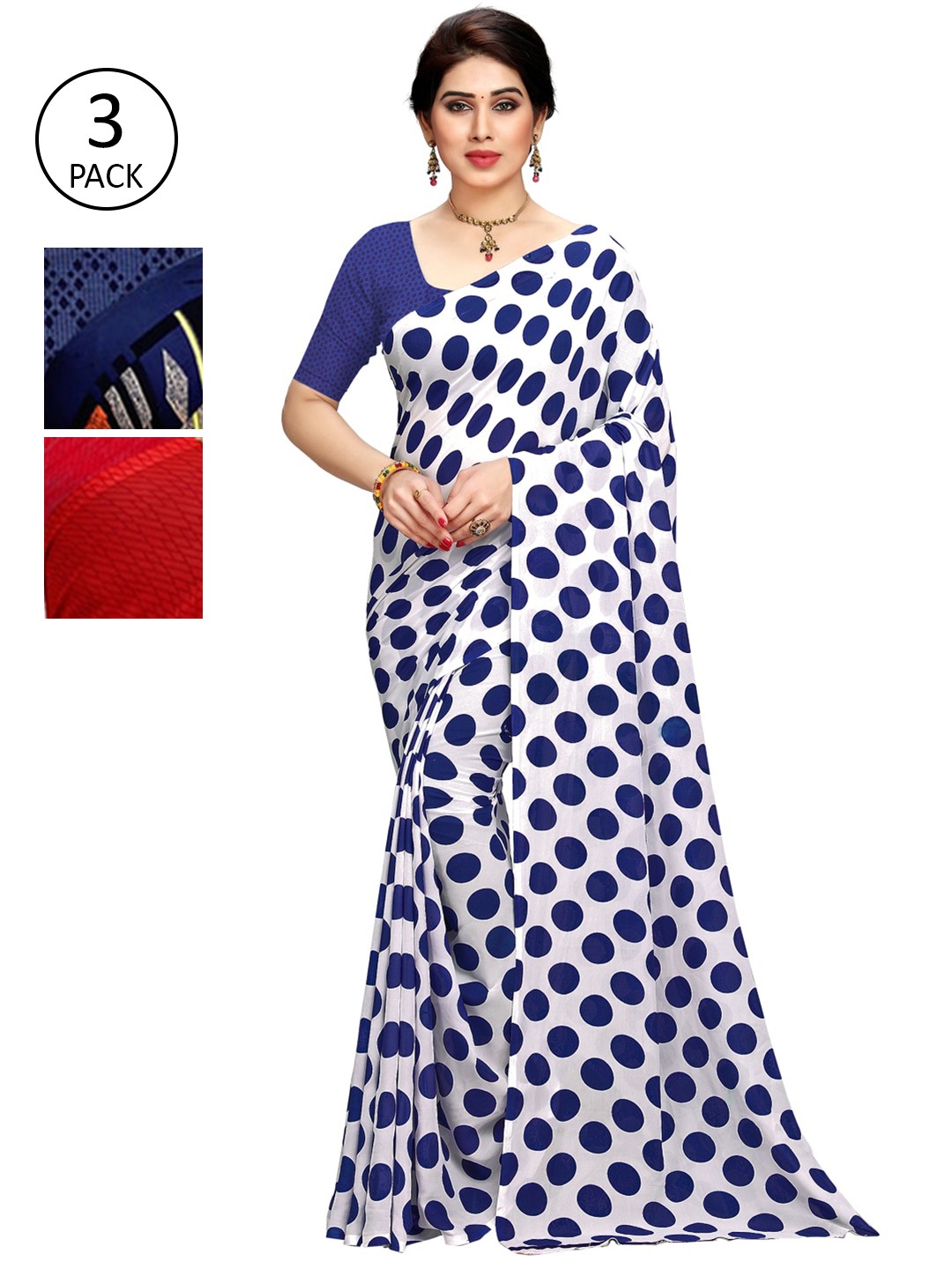 

KALINI Pack of 3 Printed Sarees, Multi