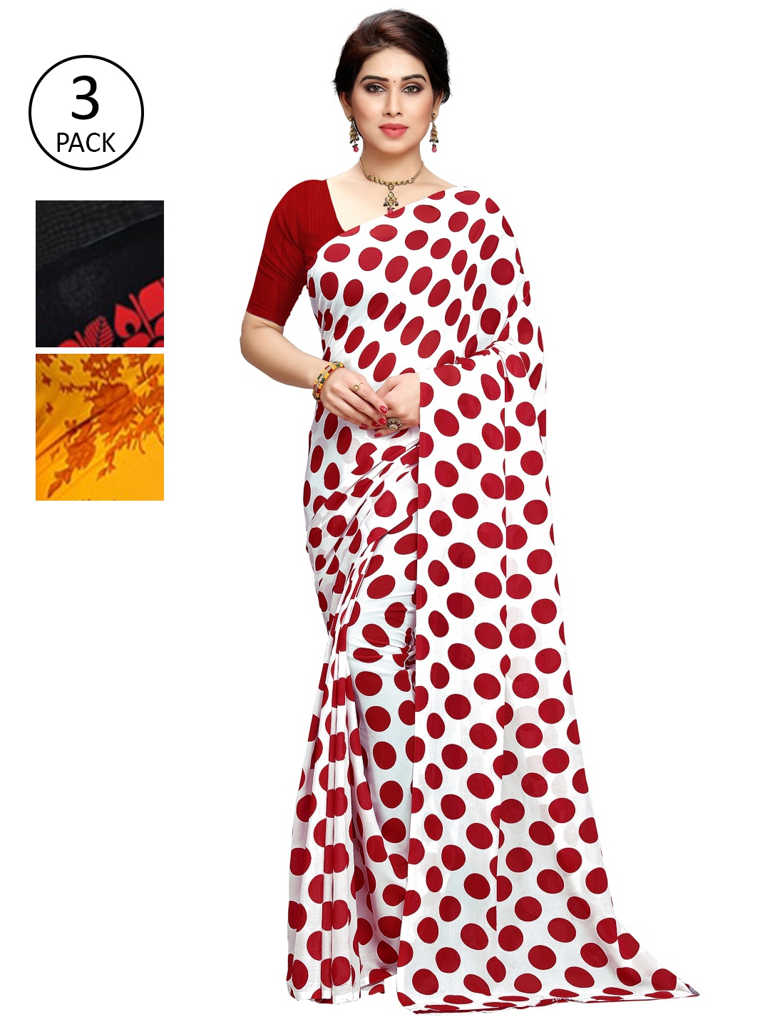 

KALINI Pack of 3 Printed Sarees, Multi