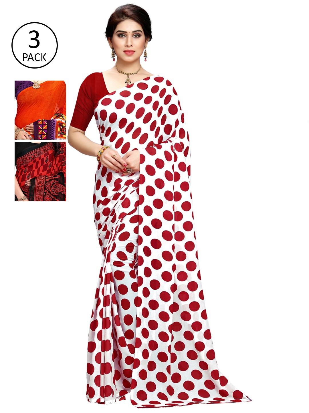 

KALINI Multicoloured Pack of 3 Saree, Multi