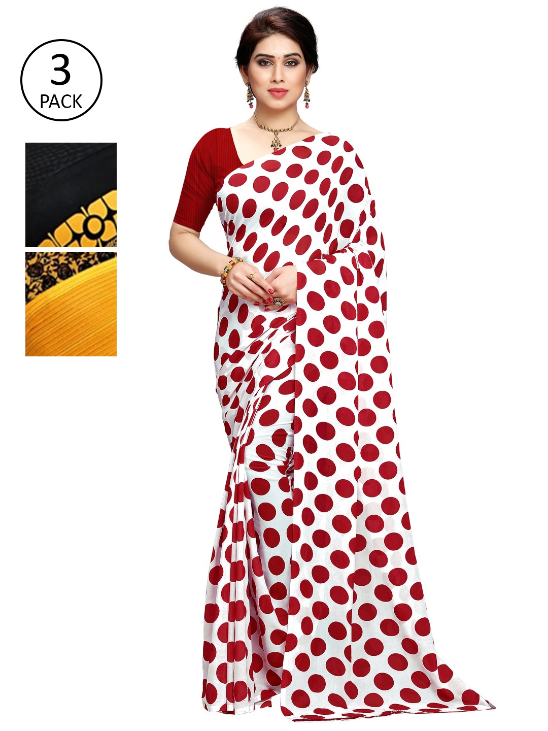 

KALINI Pack of 3 Printed Sarees, Multi