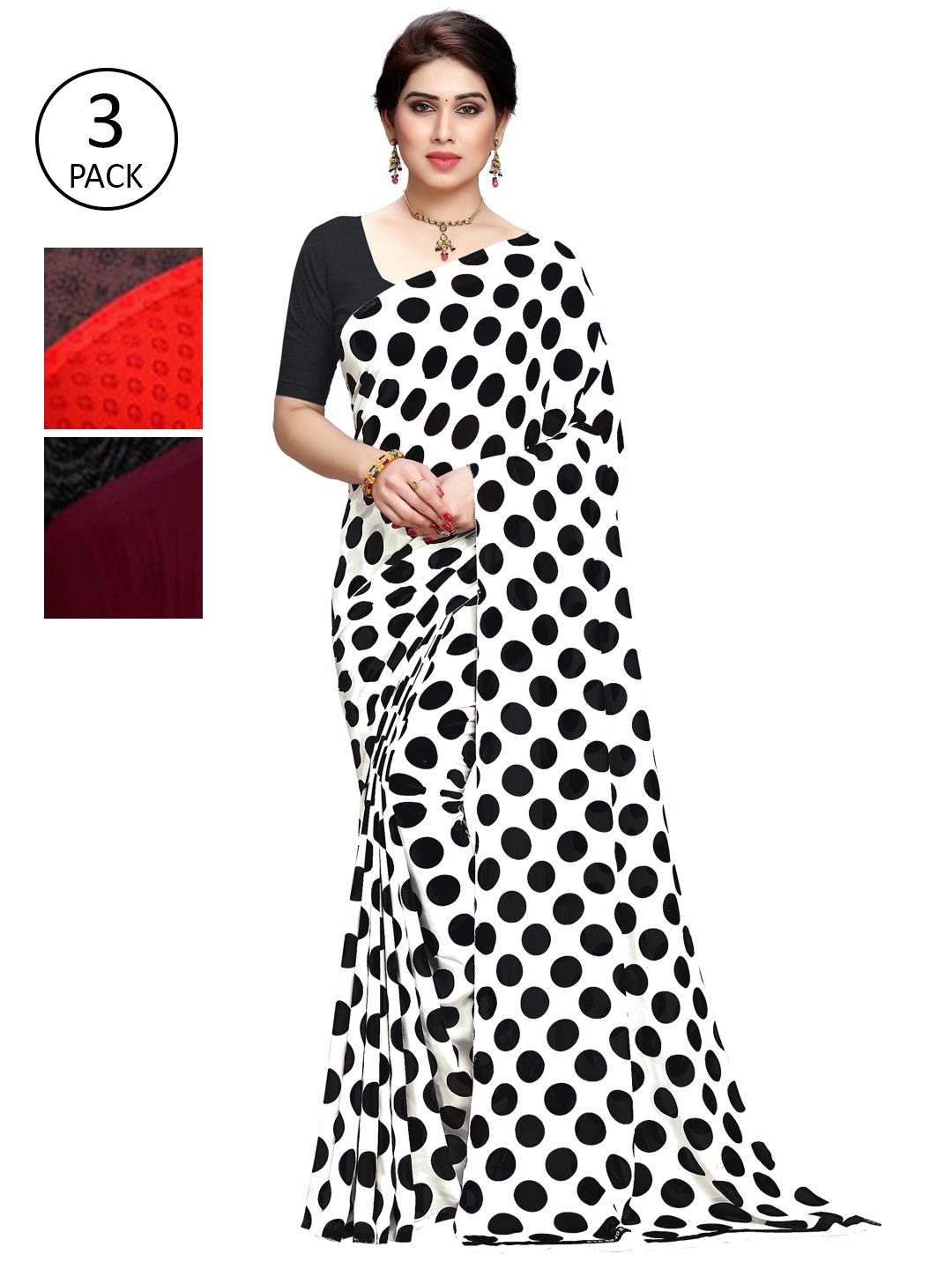 

KALINI Pack of 3 Printed Sarees, Multi