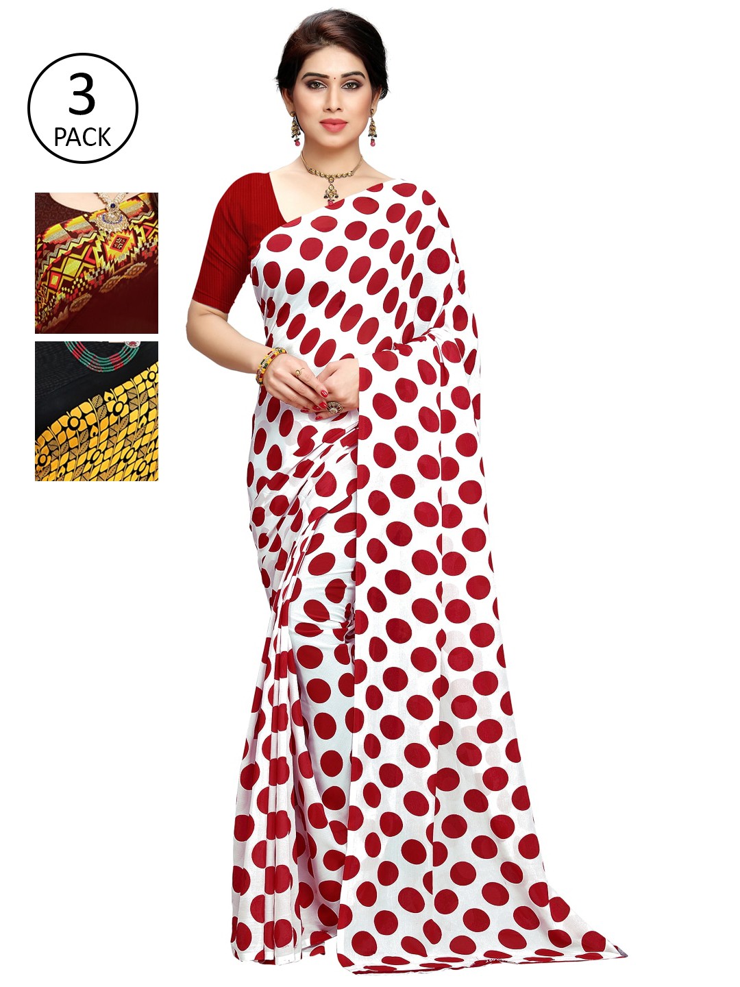 

KALINI Pack of 3 Printed Sarees, Multi