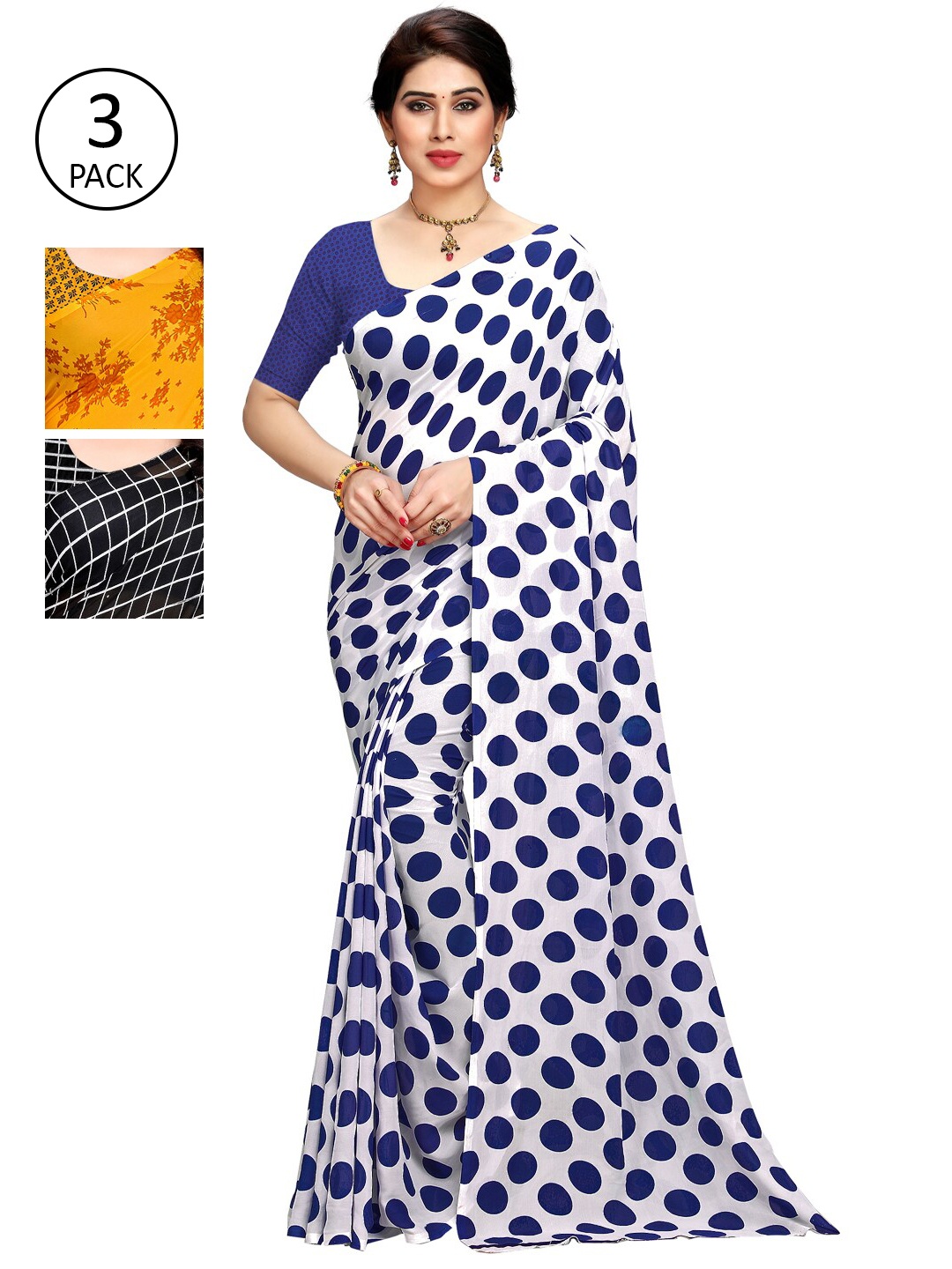 

KALINI Pack Of 3 Multicoloured Printed Sarees, Multi