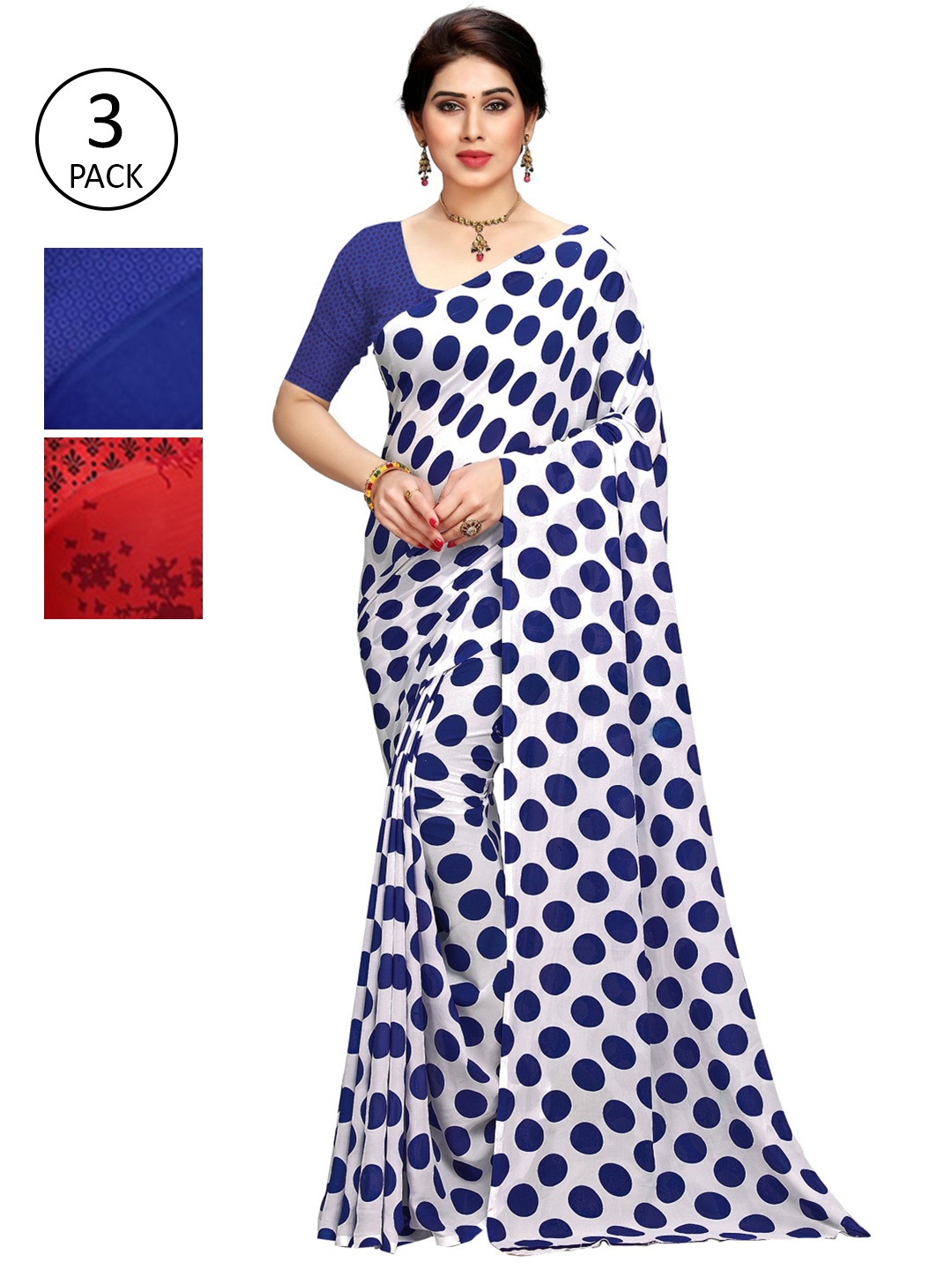 

KALINI Pack of 3 Printed Sarees, Multi
