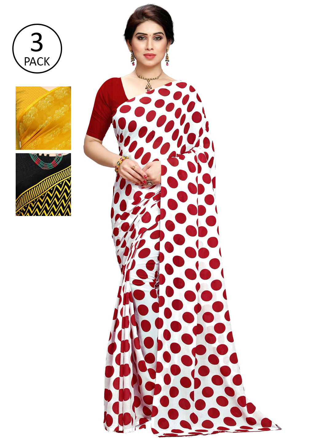 

KALINI Pack of 3 Printed Sarees, Multi