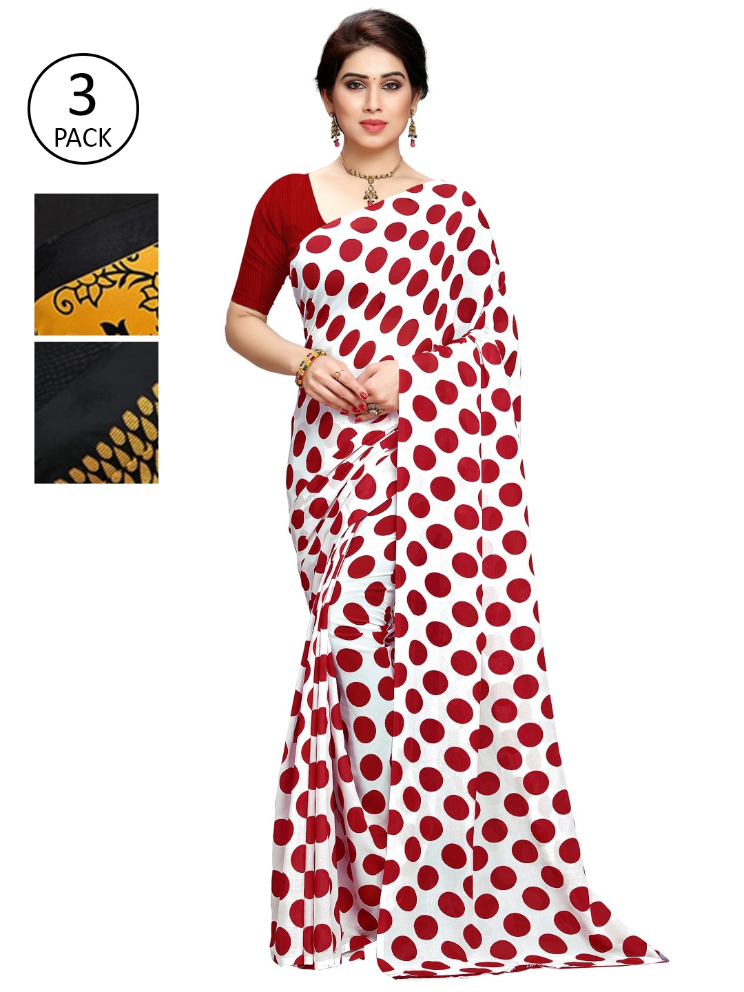 

KALINI Pack of 3 Printed Sarees, Multi