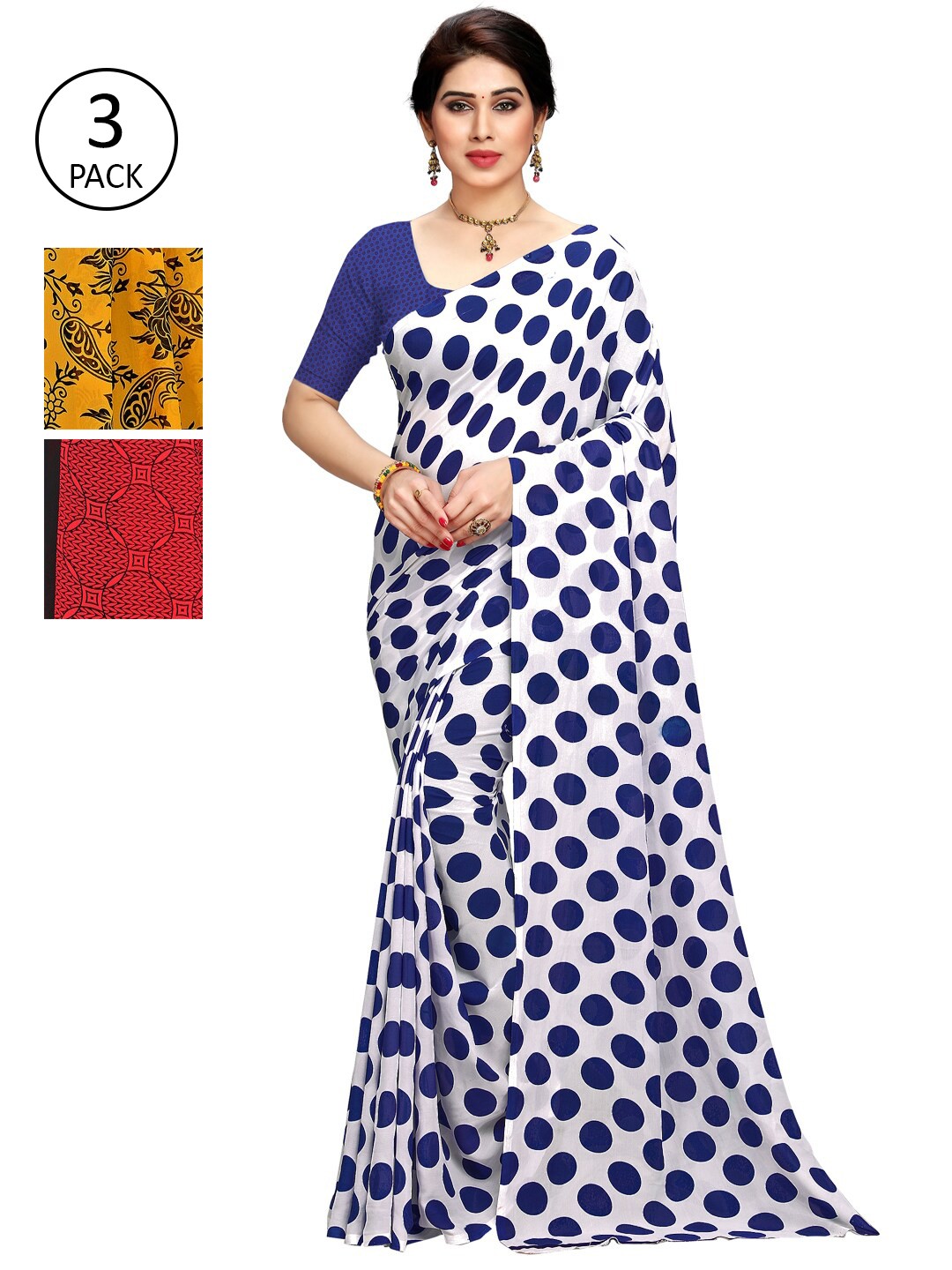 

KALINI Pack Of 3 Printed Saree, Yellow