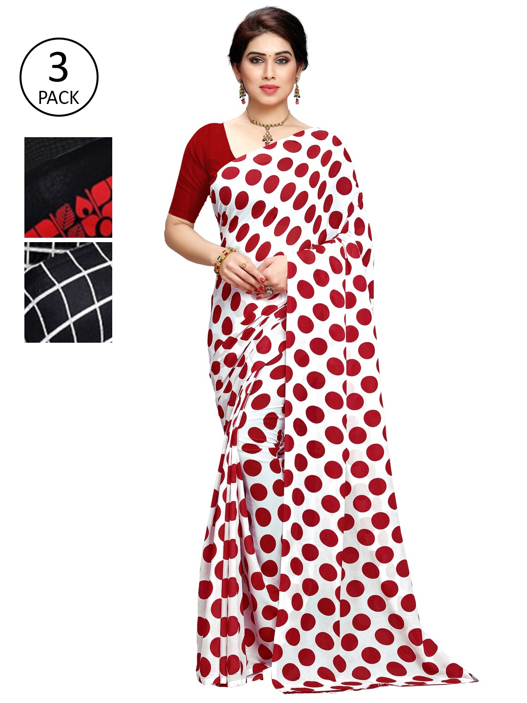

KALINI Pack of 3 Printed Sarees, Multi