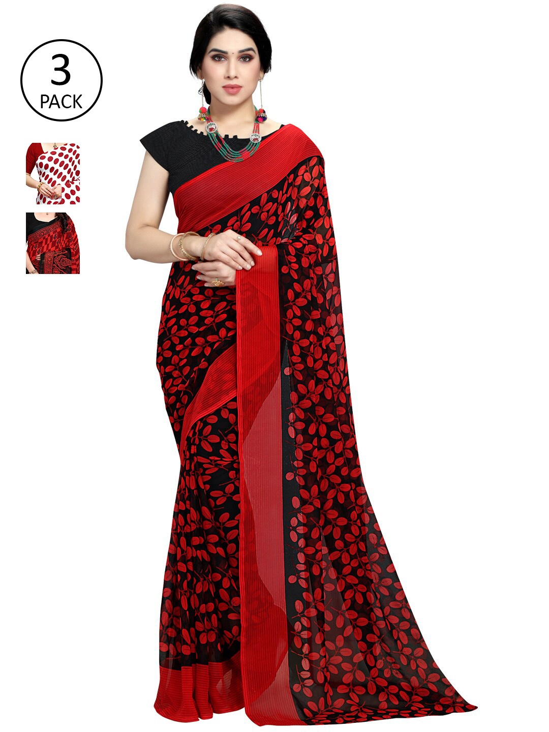 

KALINI Multi Pack of 3 Printed Saree