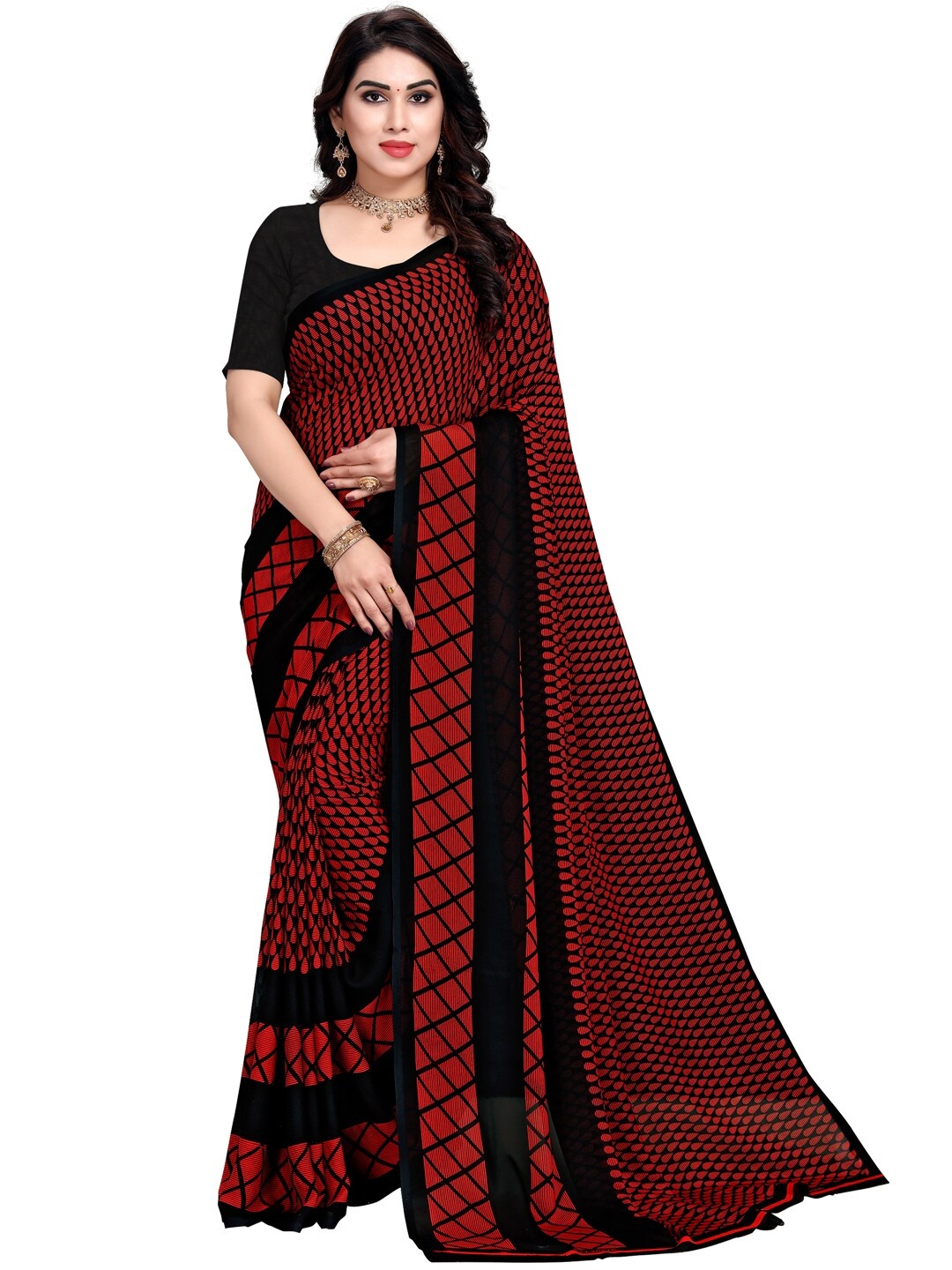 

KALINI Women Women Pack of 3 Printed Sarees, Red