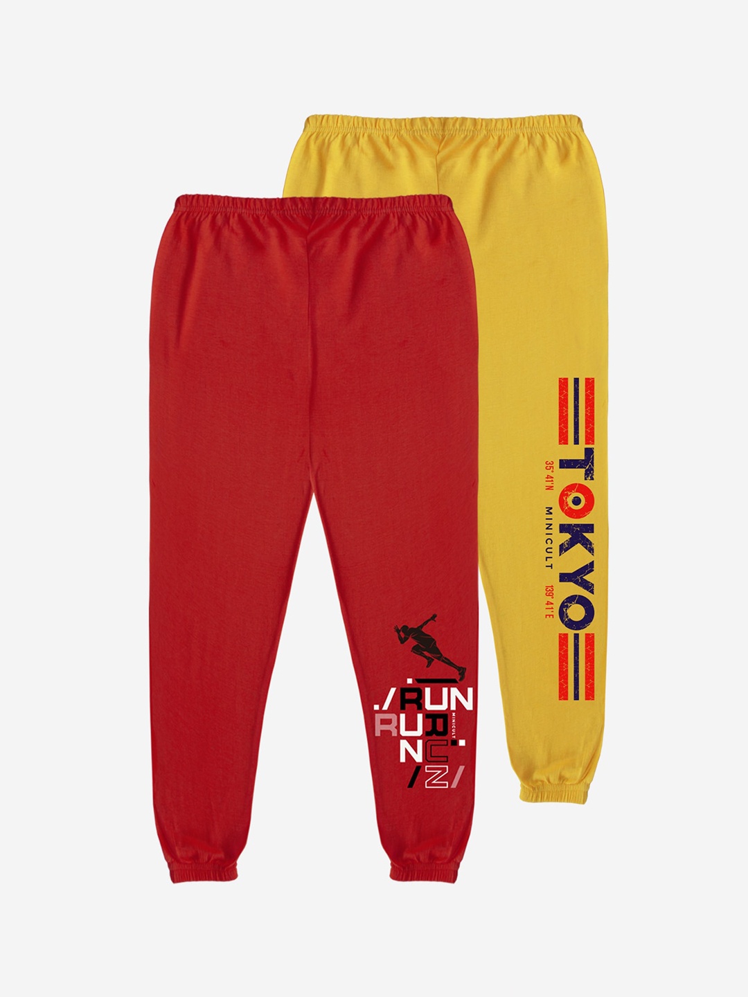 

x2o Kids Pack Of 2 Typography Printed Joggers, Yellow