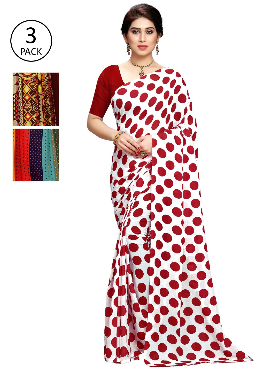 

KALINI Pack of 3 Printed Sarees, Multi
