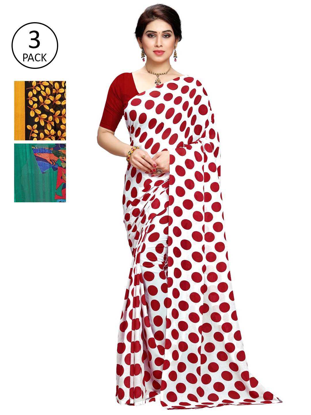 

KALINI Pack of 3 Printed Sarees, Multi