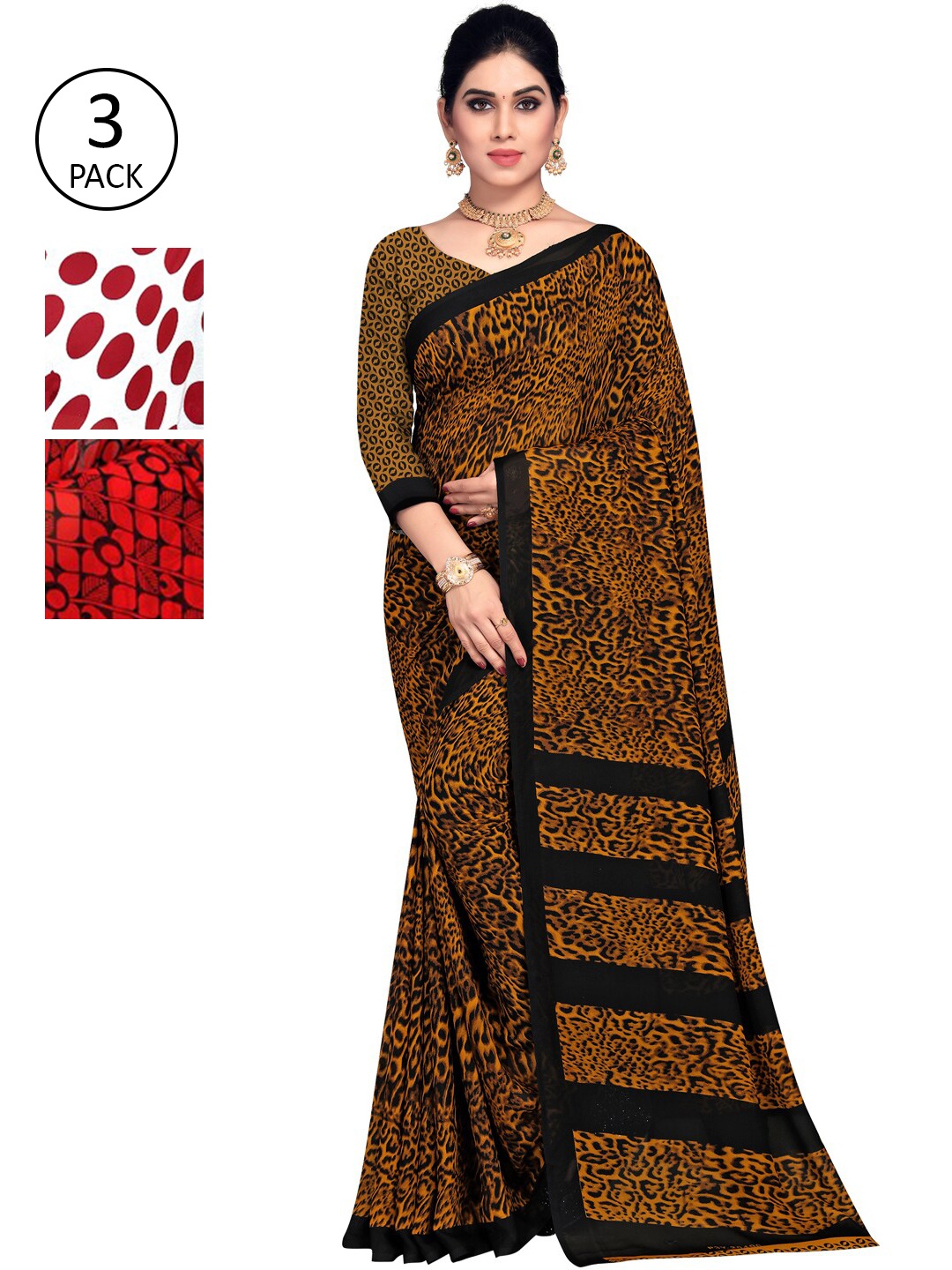 

KALINI Pack Of 3 Printed Saree, White