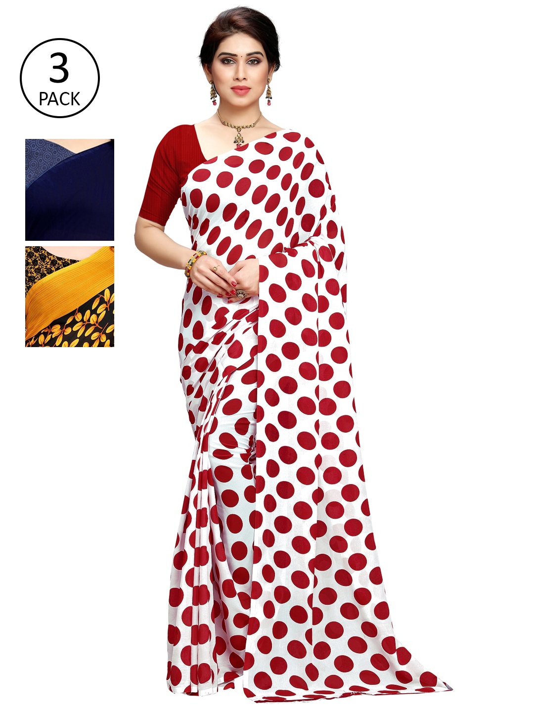 

KALINI Pack Of 3 Multicoloured Printed Sarees, Multi