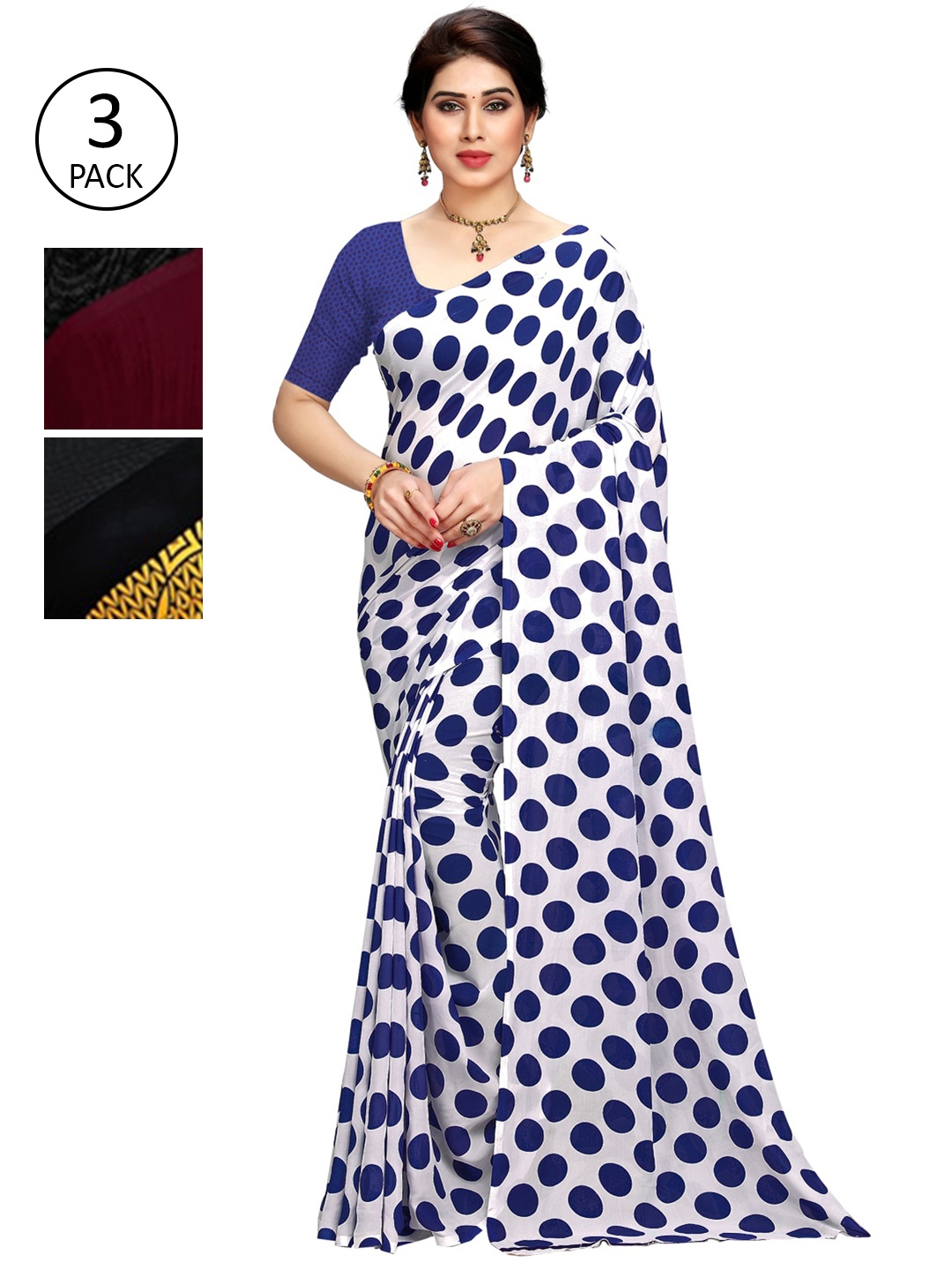 

KALINI Pack of 3 Printed Saree, Multi