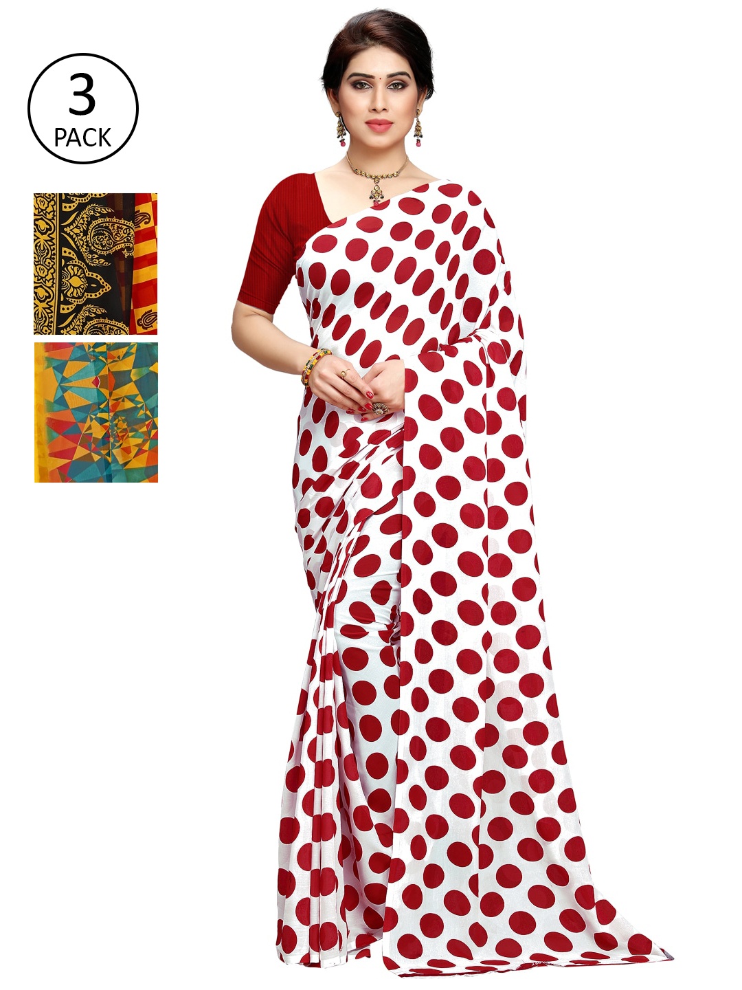 

KALINI Pack of 3 Printed Sarees, Multi