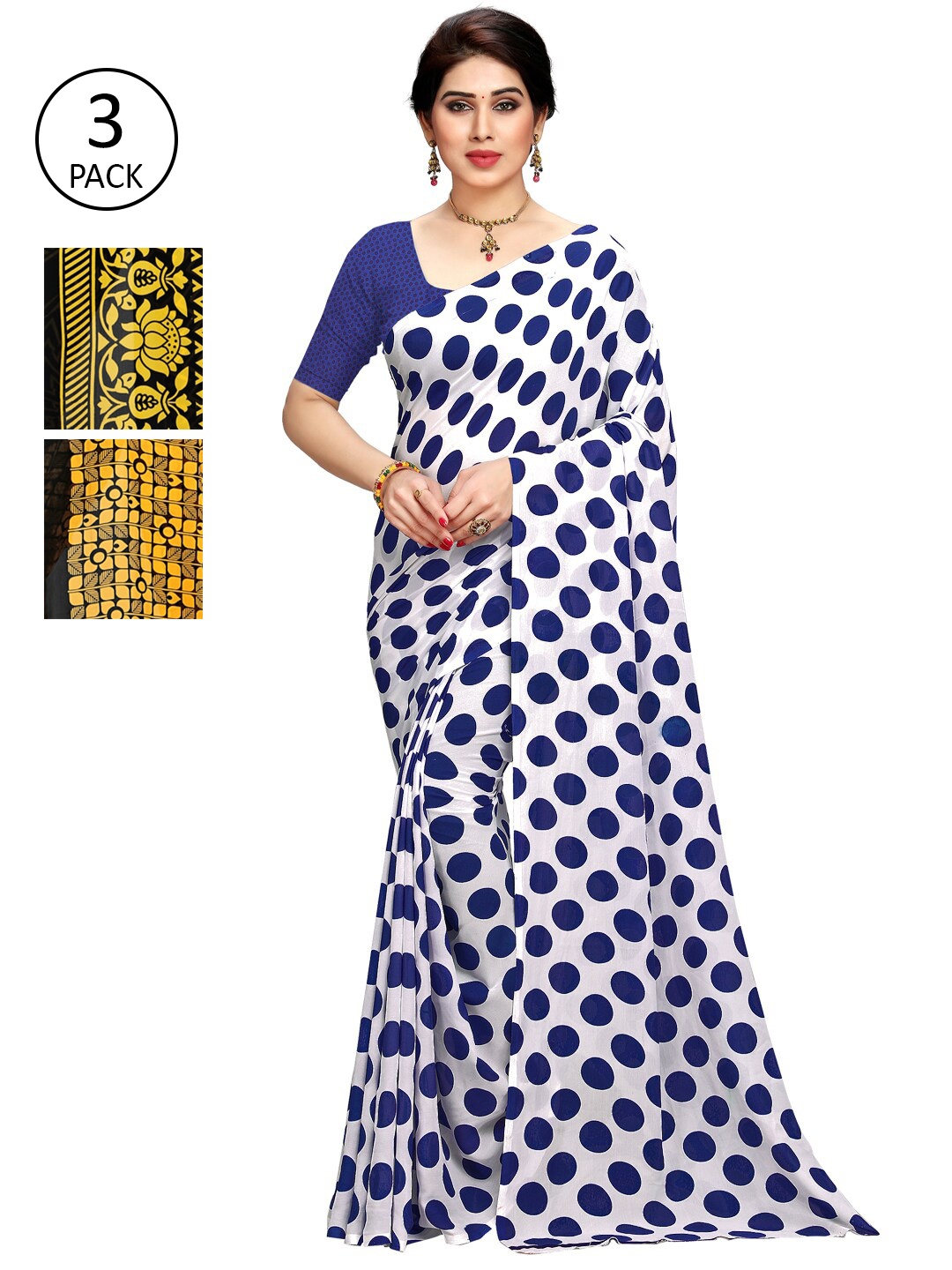 

KALINI Pack of 3 Printed Sarees, Multi