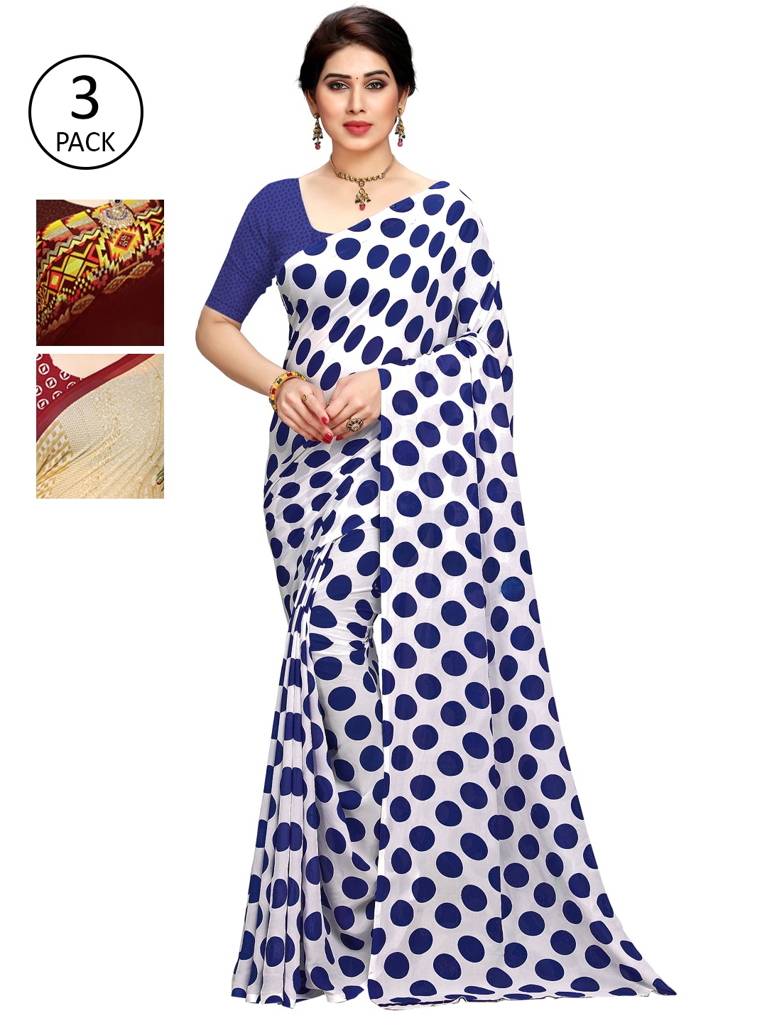 

KALINI Pack Of 3 Multicoloured Printed Sarees, Multi