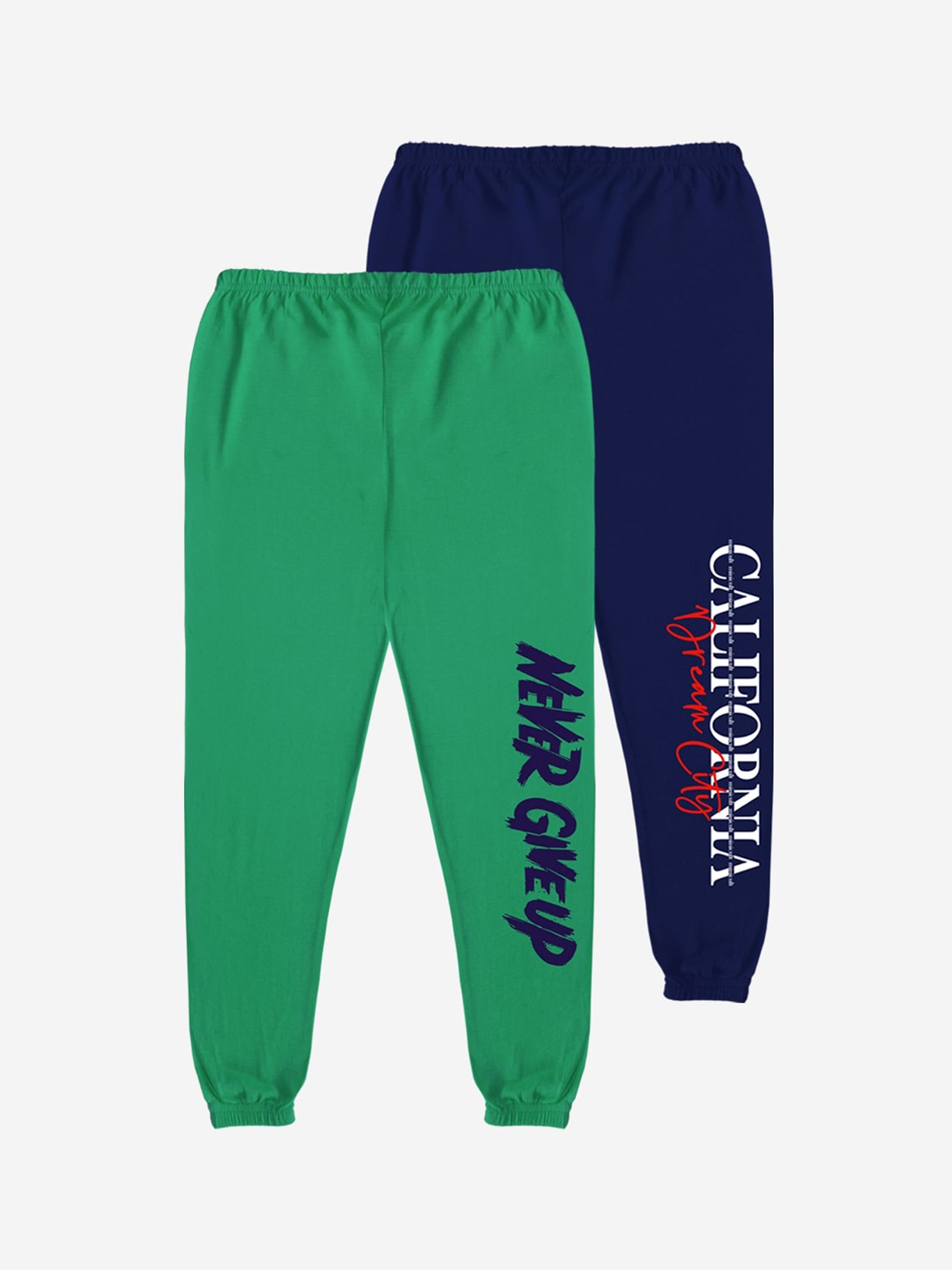 

x2o Kids Pack Of 2 Typography Printed Cotton Joggers, Green