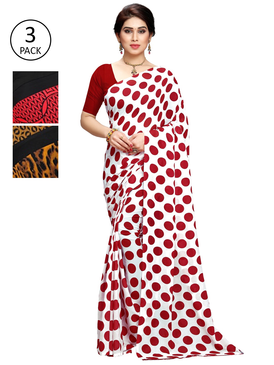 

KALINI Pack of 3 Printed Sarees, Multi