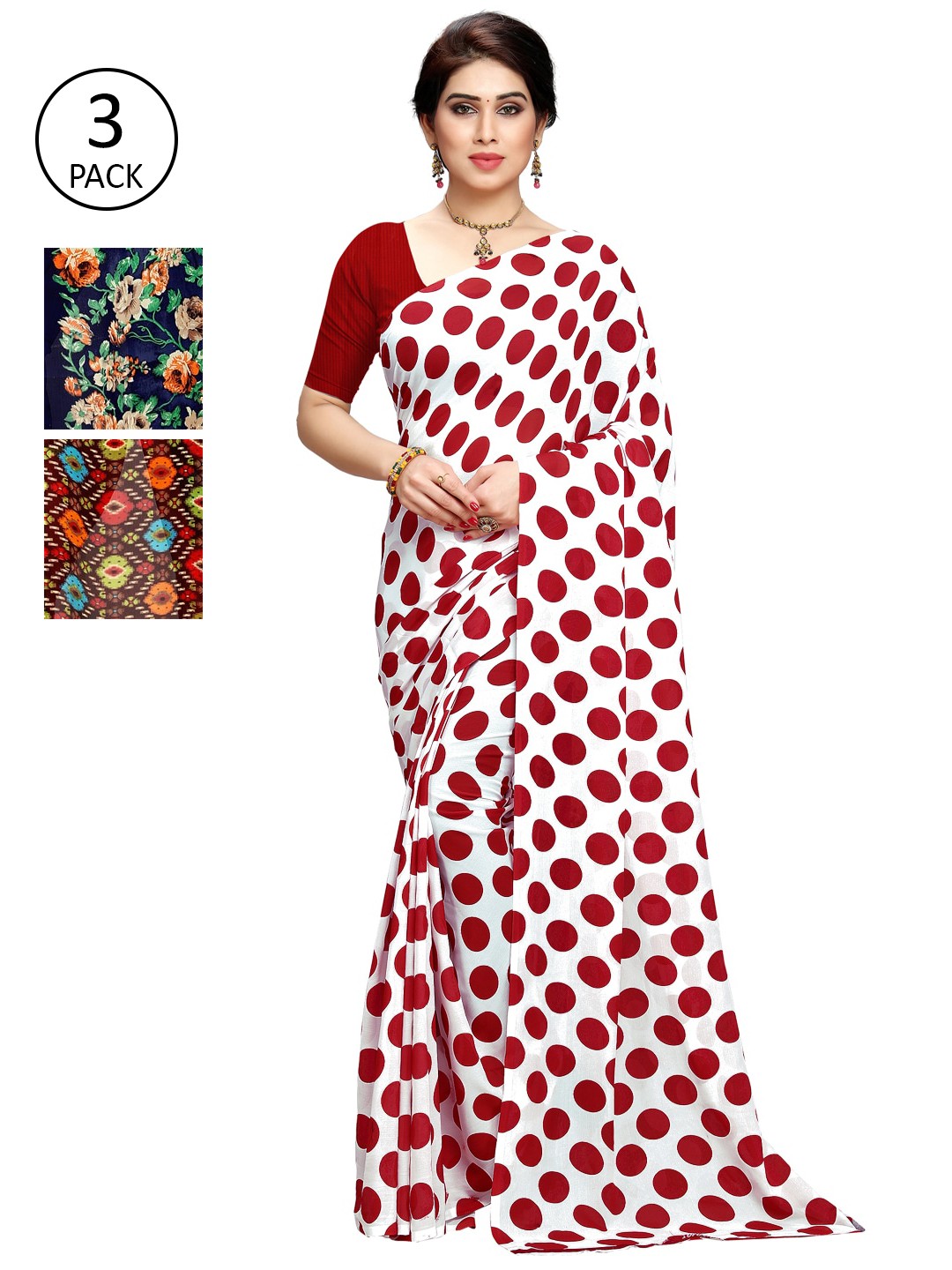 

KALINI Multicoloured Pack of 3 Saree, Multi