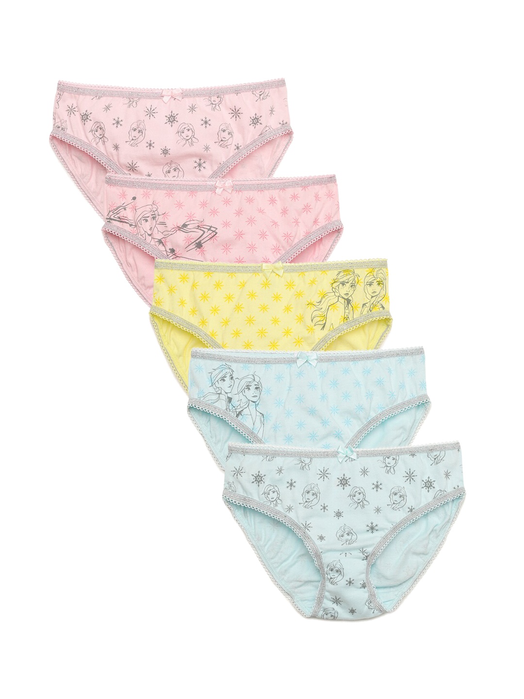 

Charm n Cherish Girls Pack Of 5 Printed Pure Cotton Basic Briefs, Pink