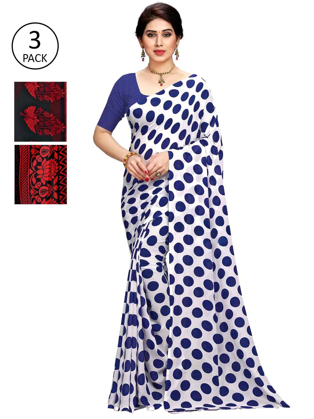 

KALINI Pack of 3 Printed Sarees, Multi