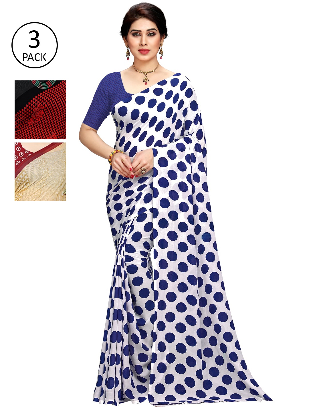 

KALINI Pack Of 3 Multicoloured Printed Sarees, Multi