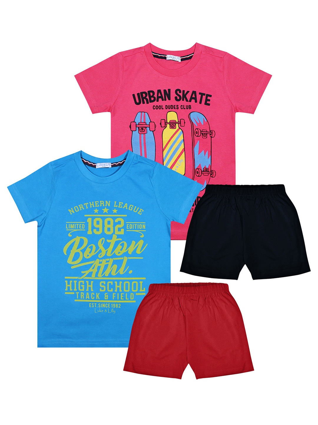 

Luke & Lilly Boys Pink & Blue Printed T-shirt with Shorts