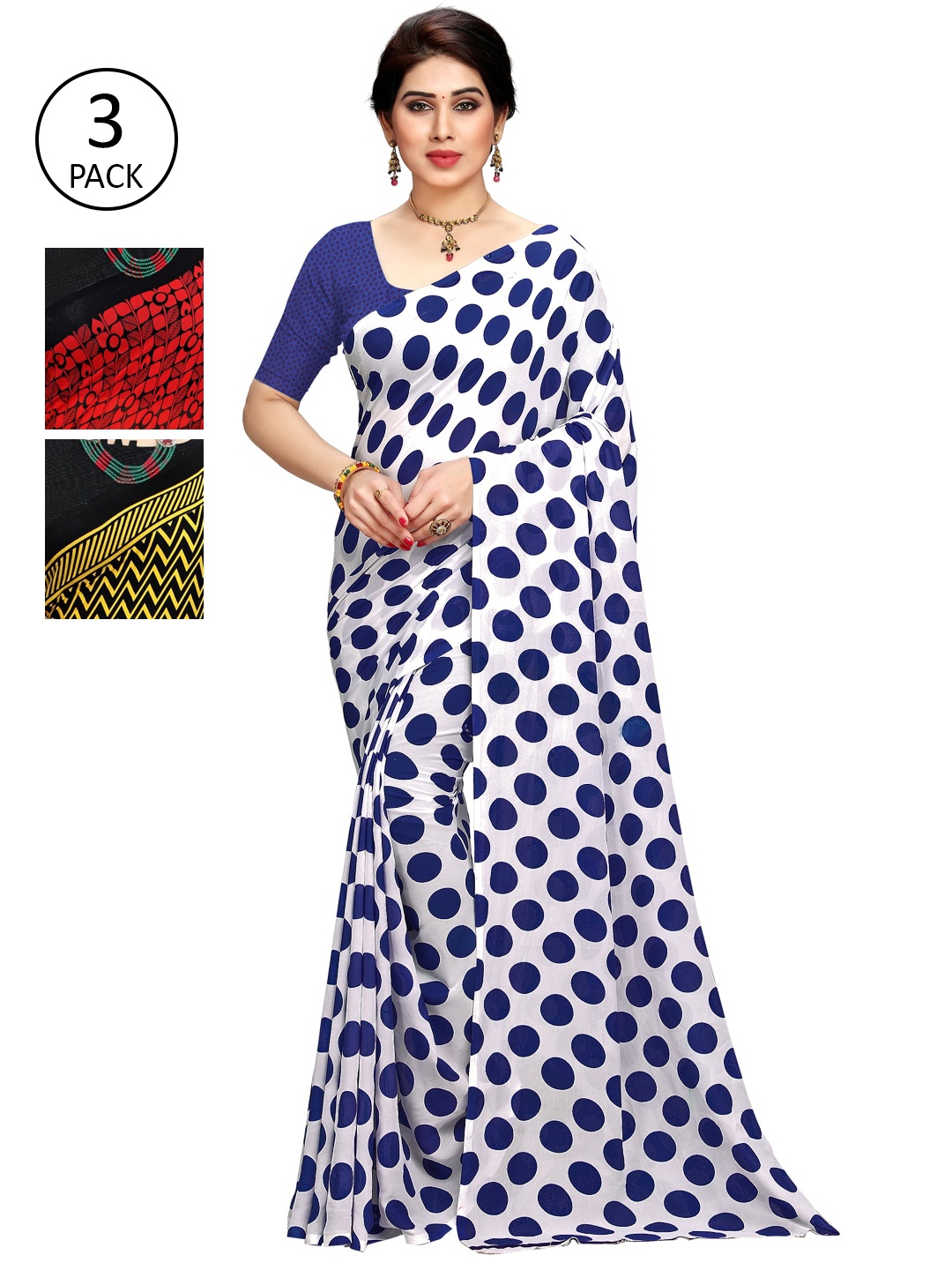 

KALINI Pack Of 3 Multicoloured Printed Sarees, Multi