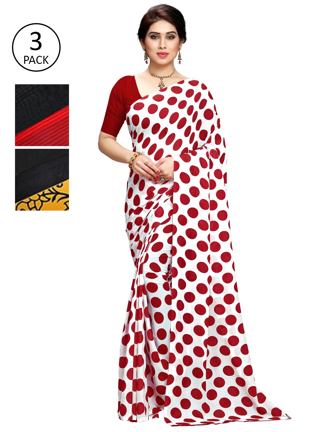 

KALINI Pack of 3 Printed Sarees, Multi