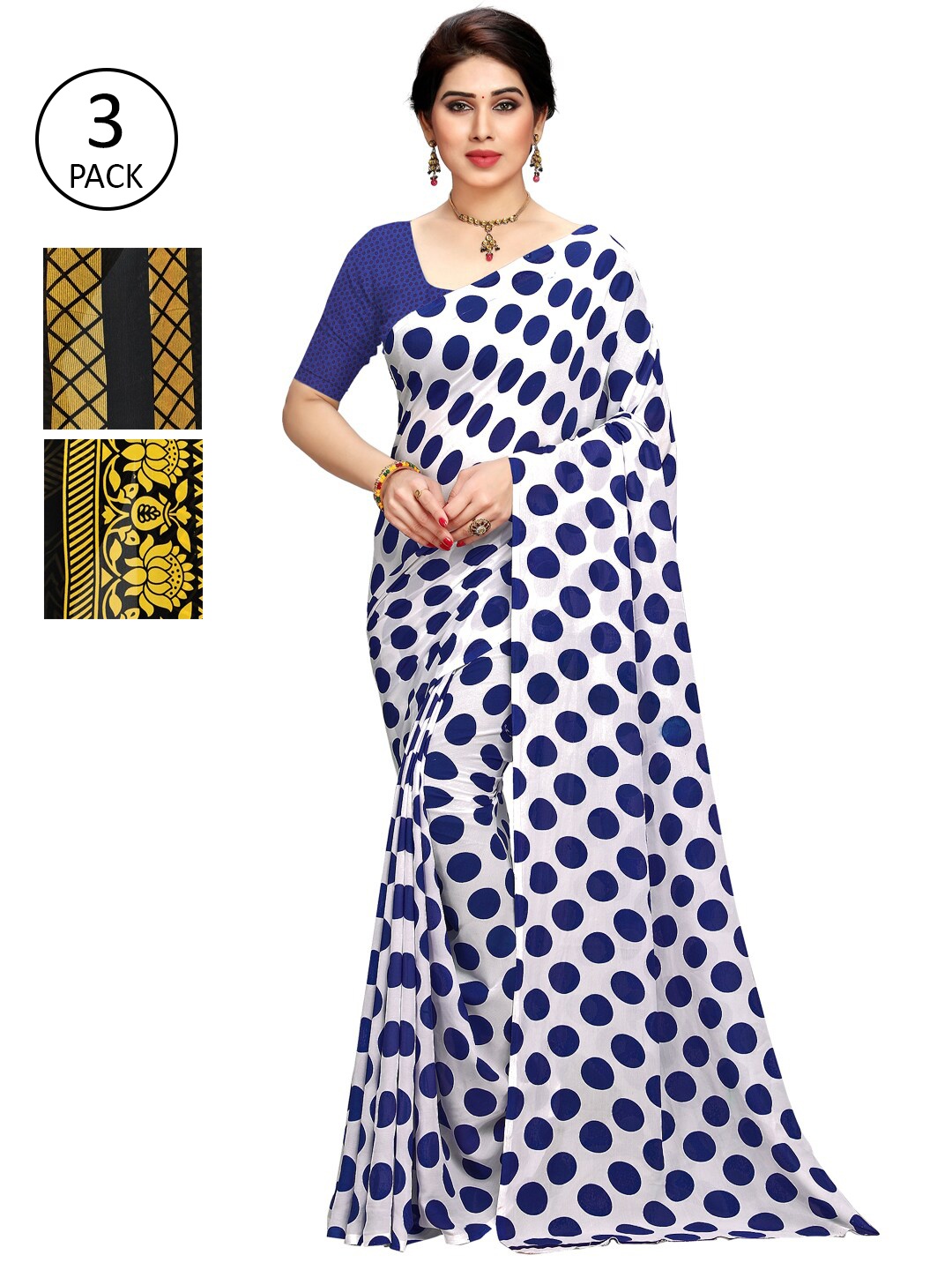 

KALINI Women Pack Of 3 Printed Saree, Yellow