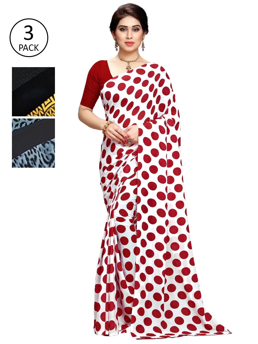 

KALINI Pack of 3 Printed Sarees, Multi