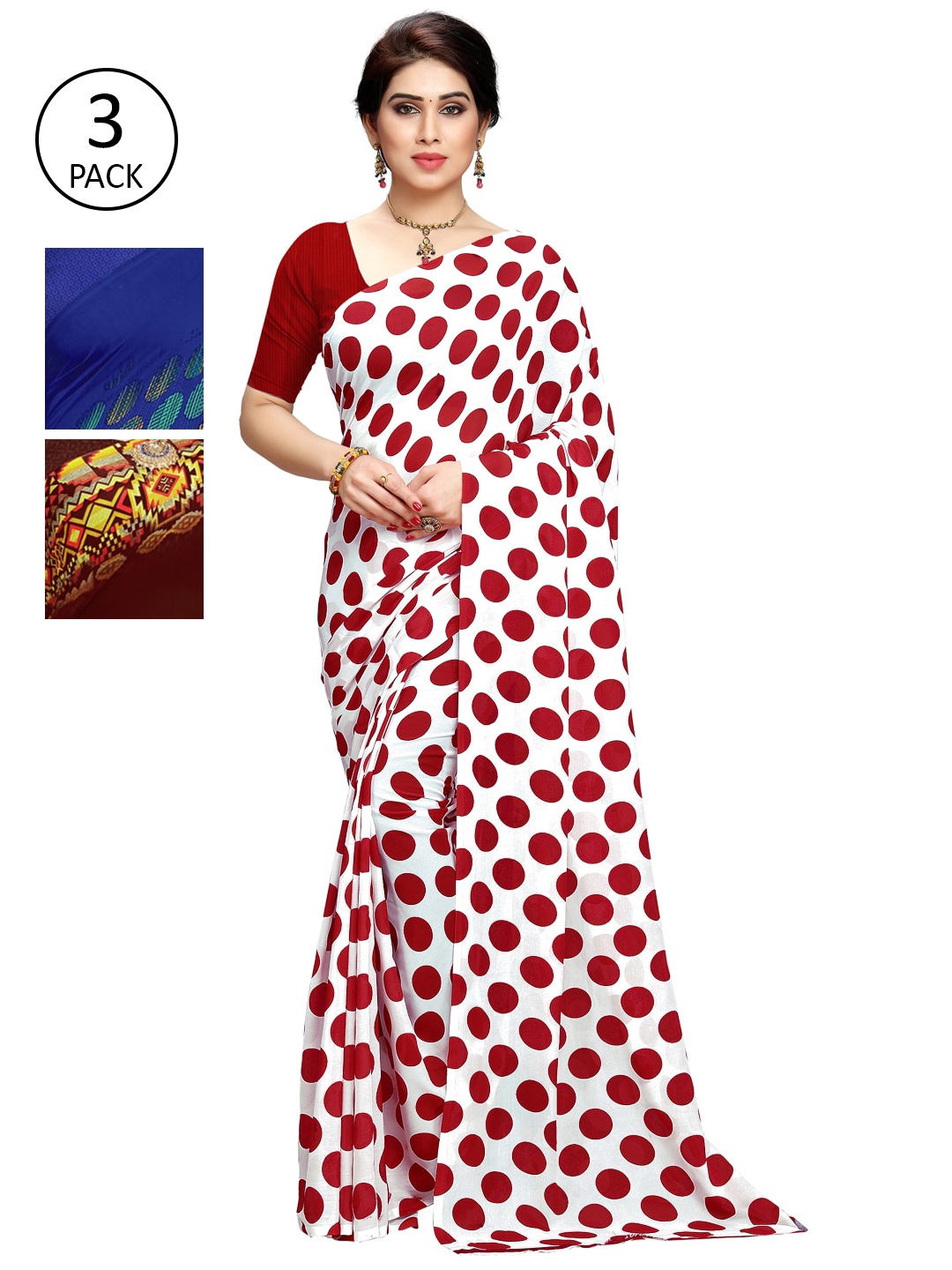 

KALINI Pack Of 3 Printed Sarees, Multi