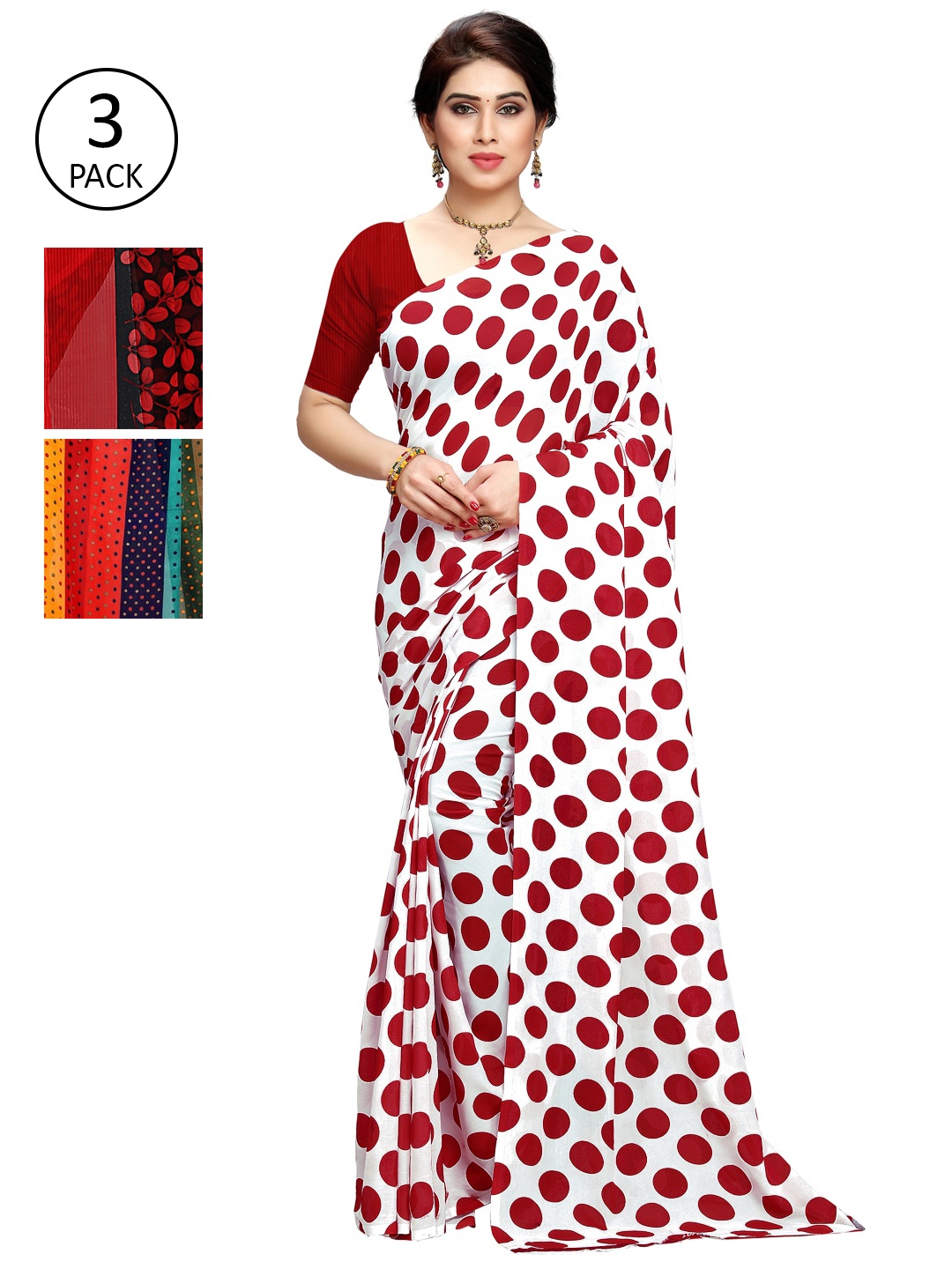 

KALINI Pack Of 3 Printed Saree, Navy blue