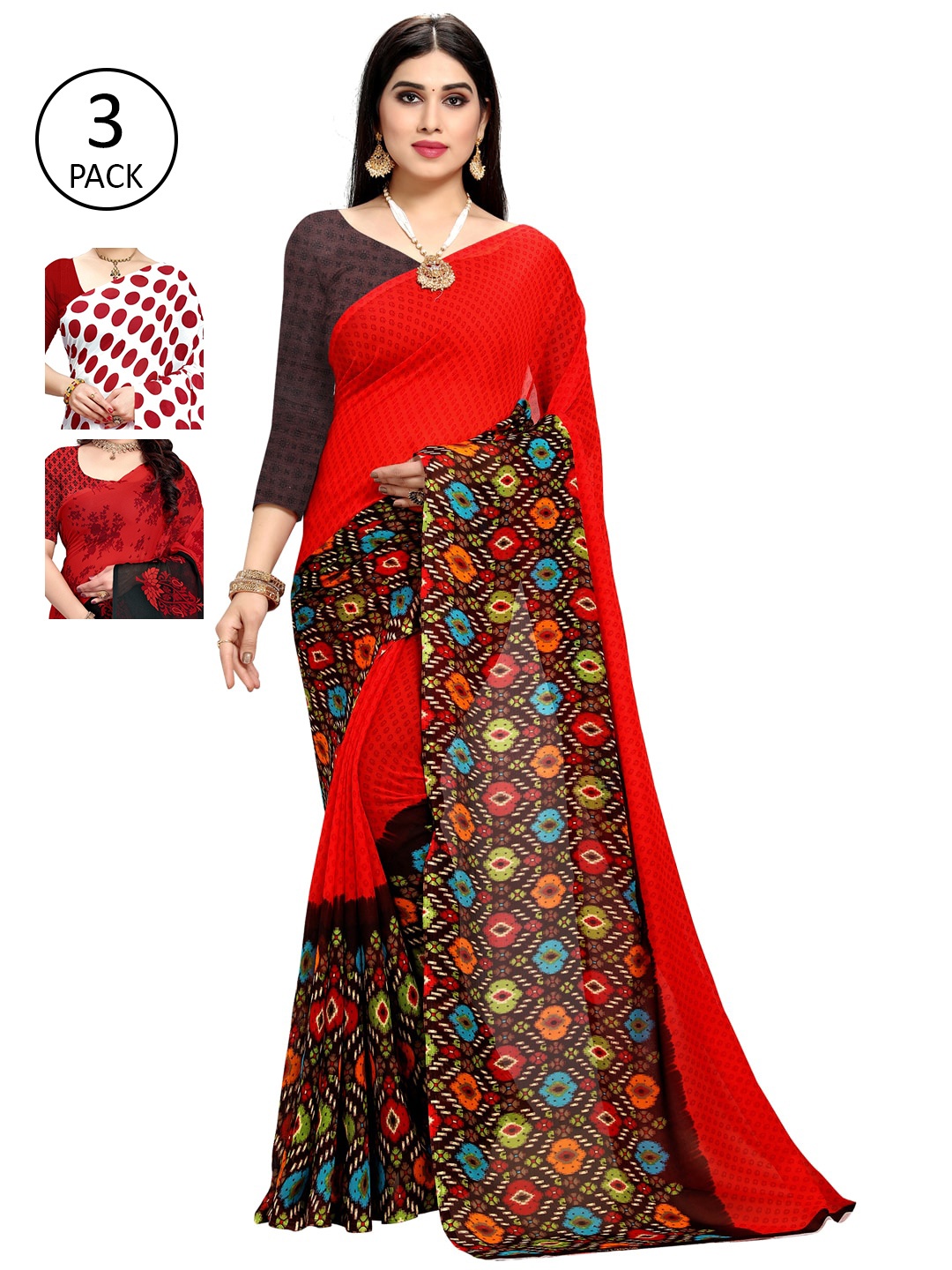 

KALINI Multicoloured Pack of 3 Saree, Multi