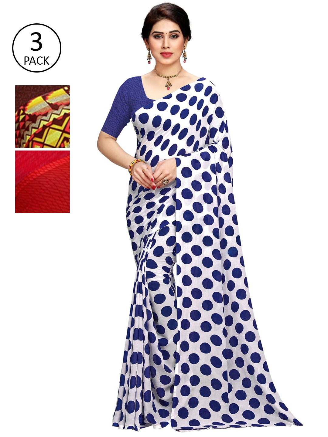 

KALINI Pack Of 3 Printed Saree, Maroon