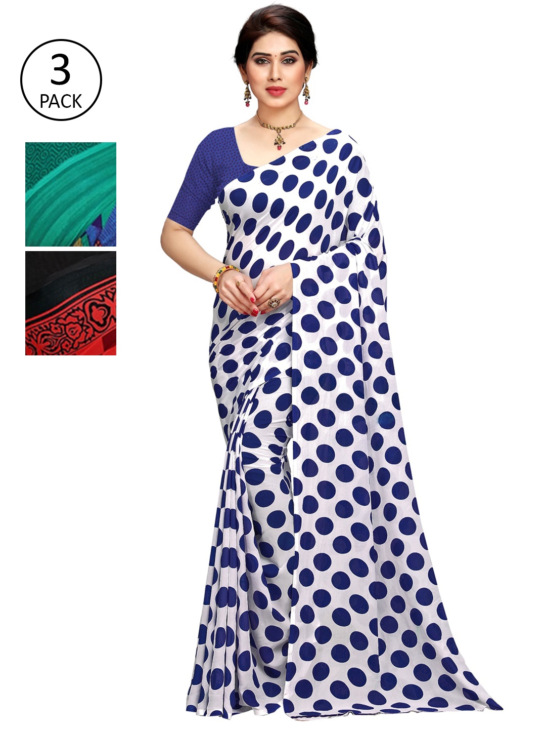 

KALINI Pack of 3 Printed Sarees, Multi