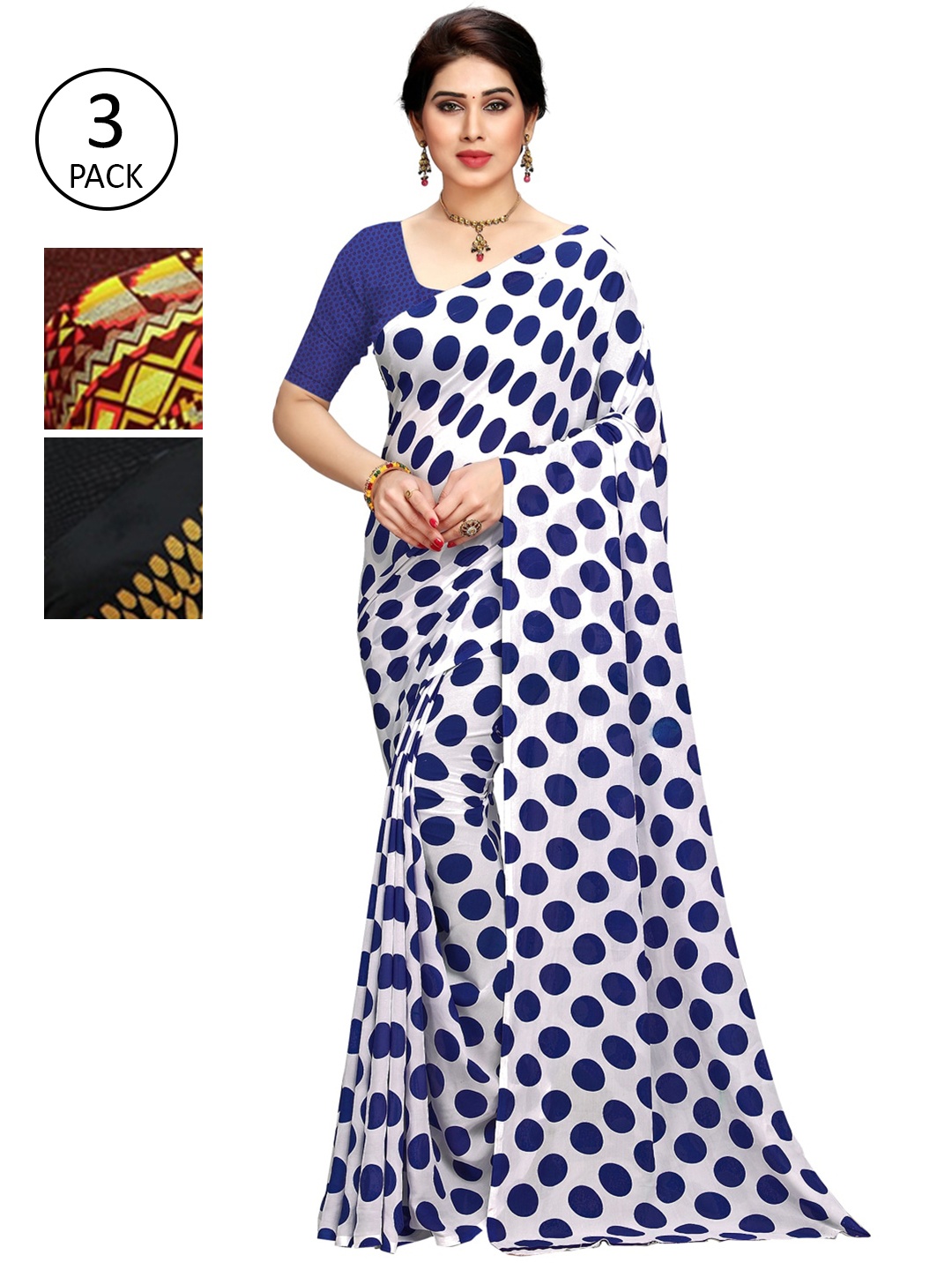 

KALINI Pack of 3 Printed Sarees, Multi