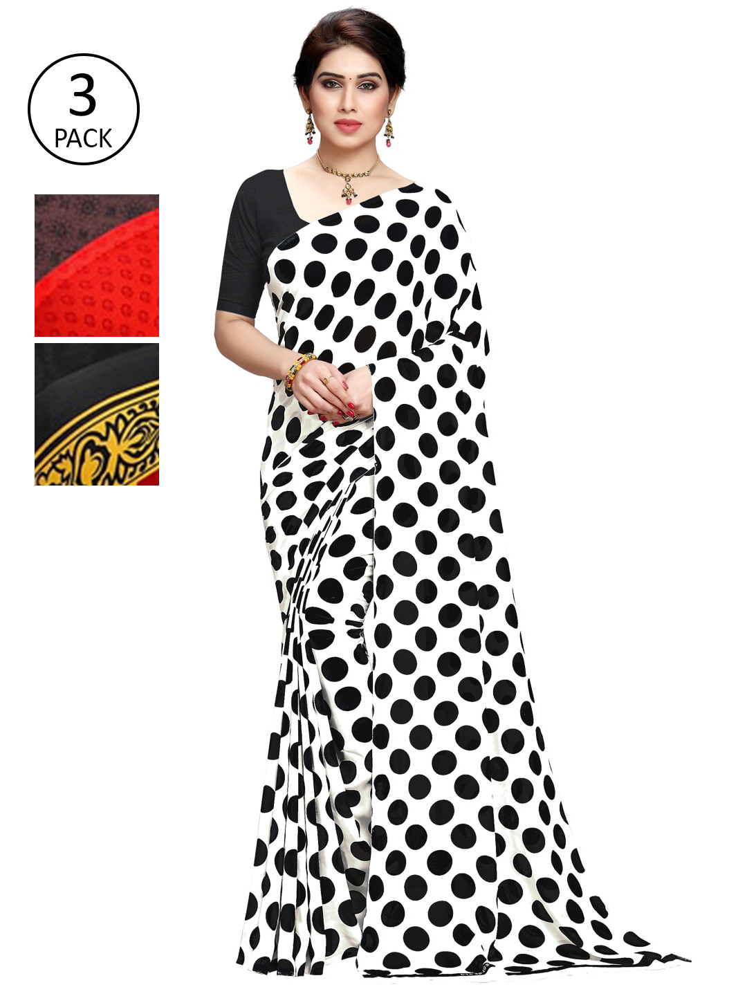 

KALINI Pack of 3 Printed Sarees, Multi