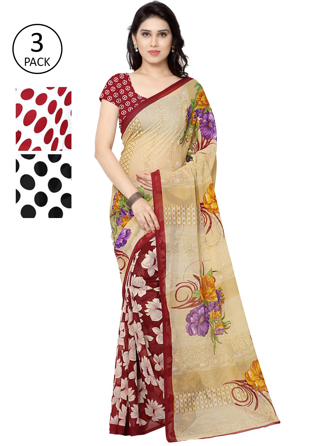 

KALINI Multicoloured Pack of 3 Saree, Multi