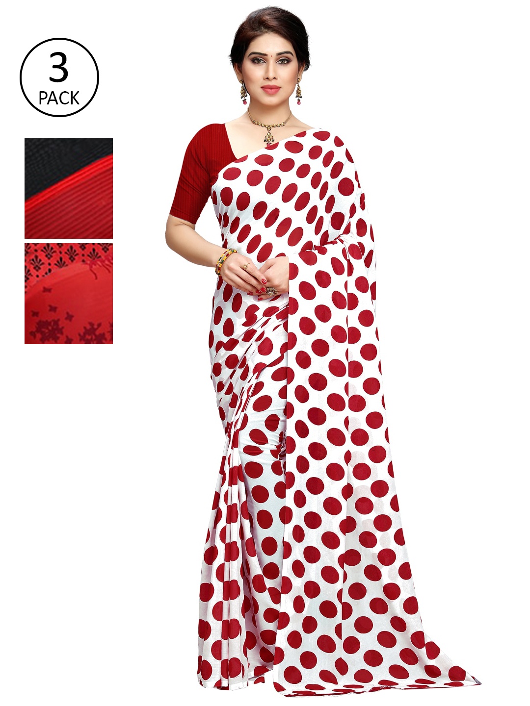 

KALINI Pack of 3 Printed Sarees, Multi