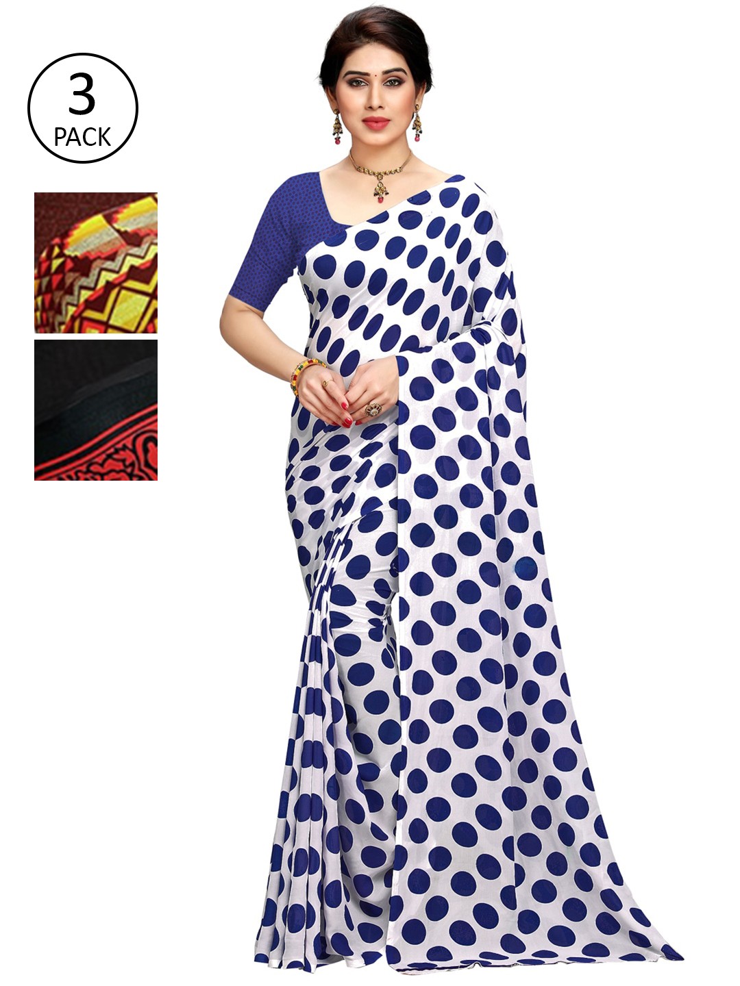 

KALINI Pack of 3 Printed Sarees, Multi