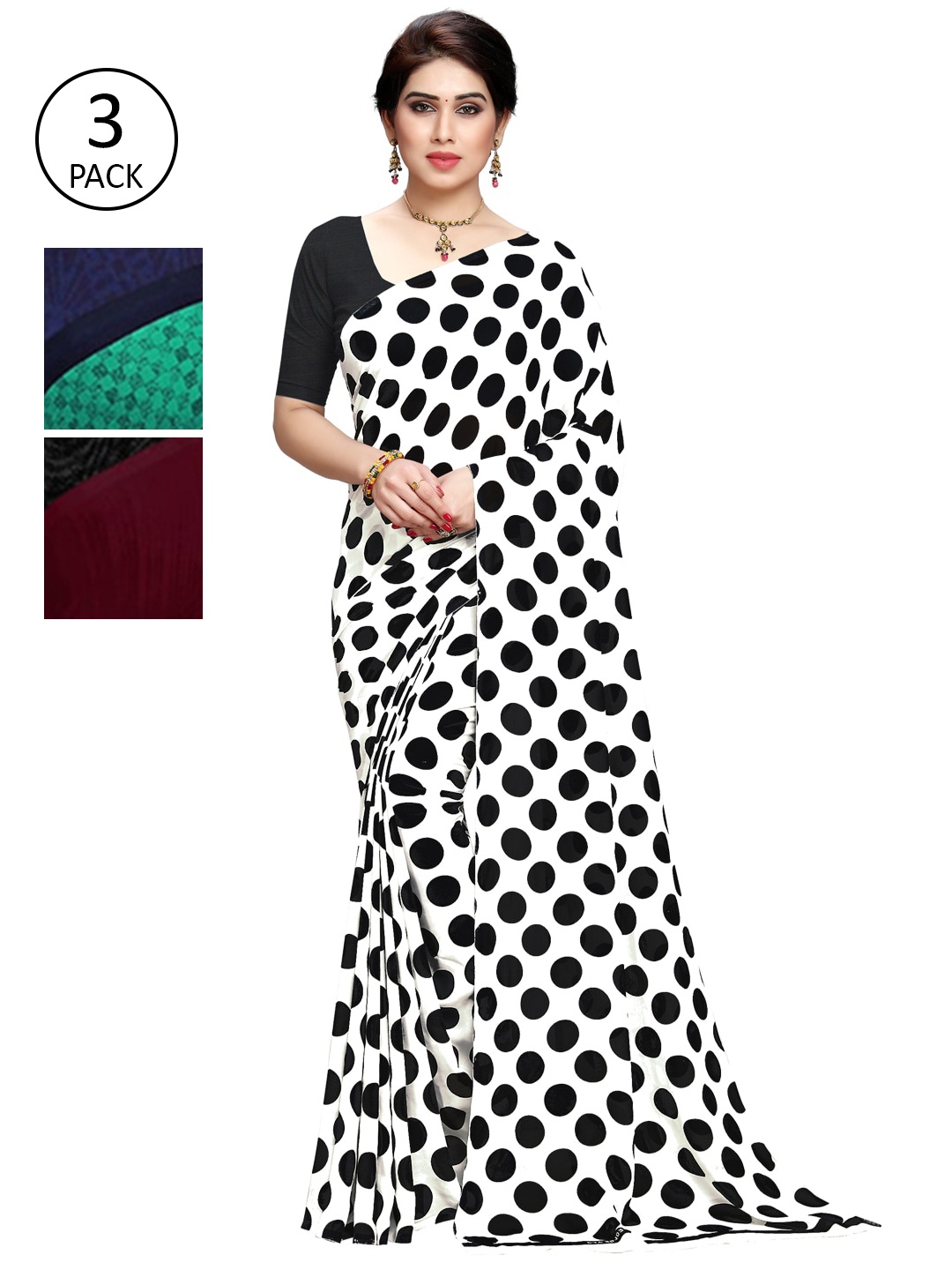 

KALINI Pack of 3 Printed Sarees, Multi