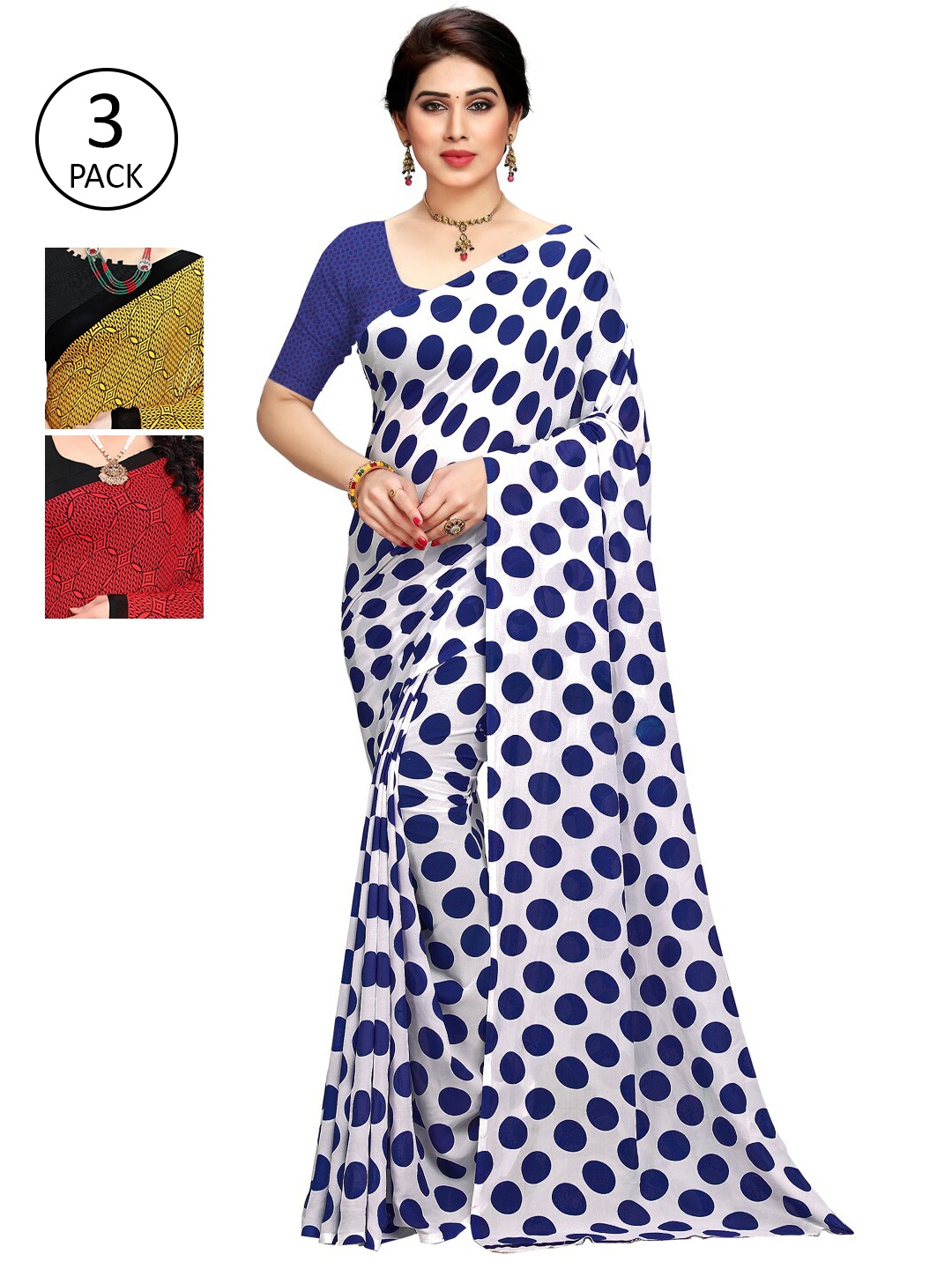 

KALINI Pack of 3 Printed Sarees, Multi