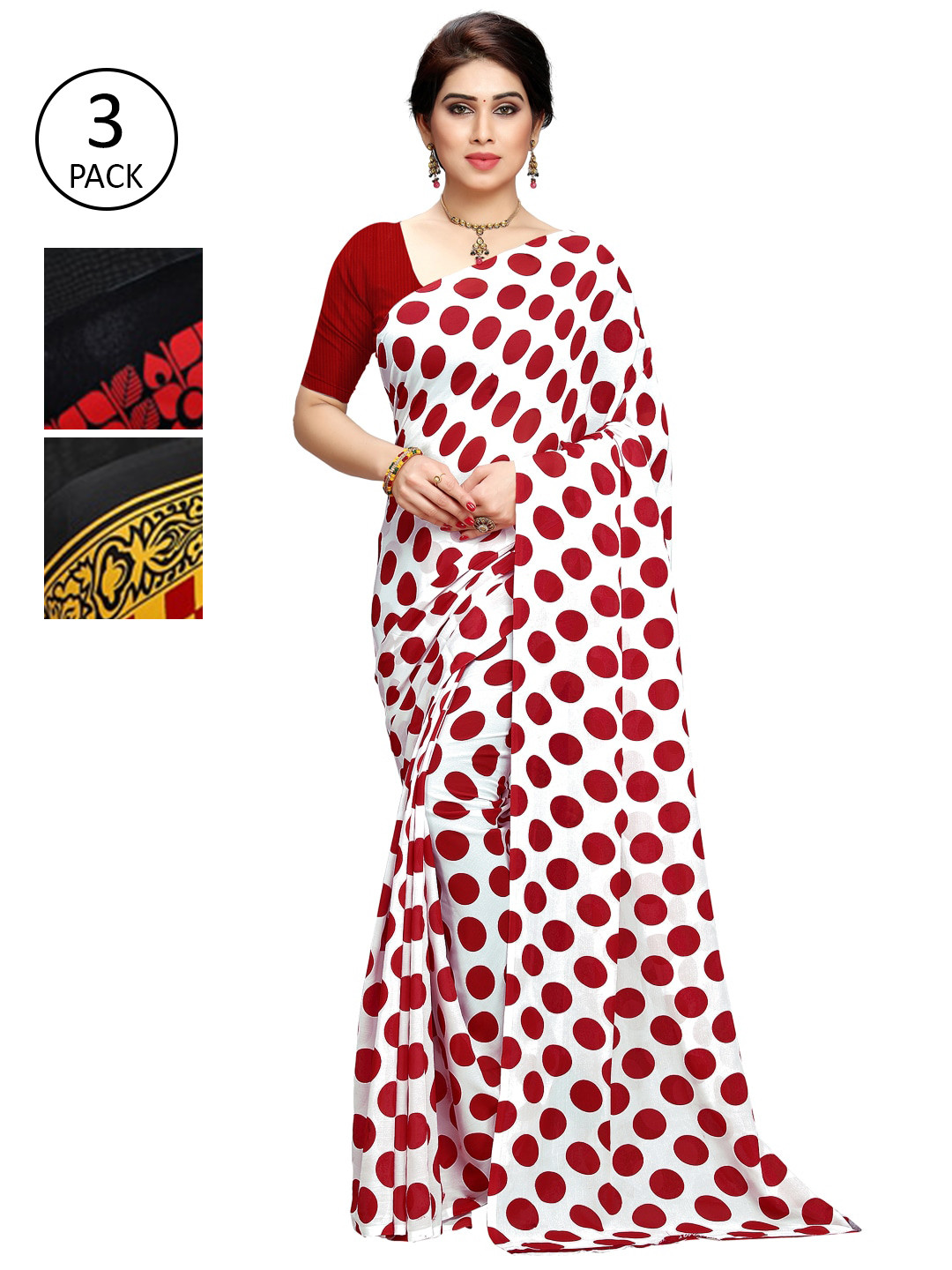 

KALINI Pack of 3 Printed Sarees, Multi