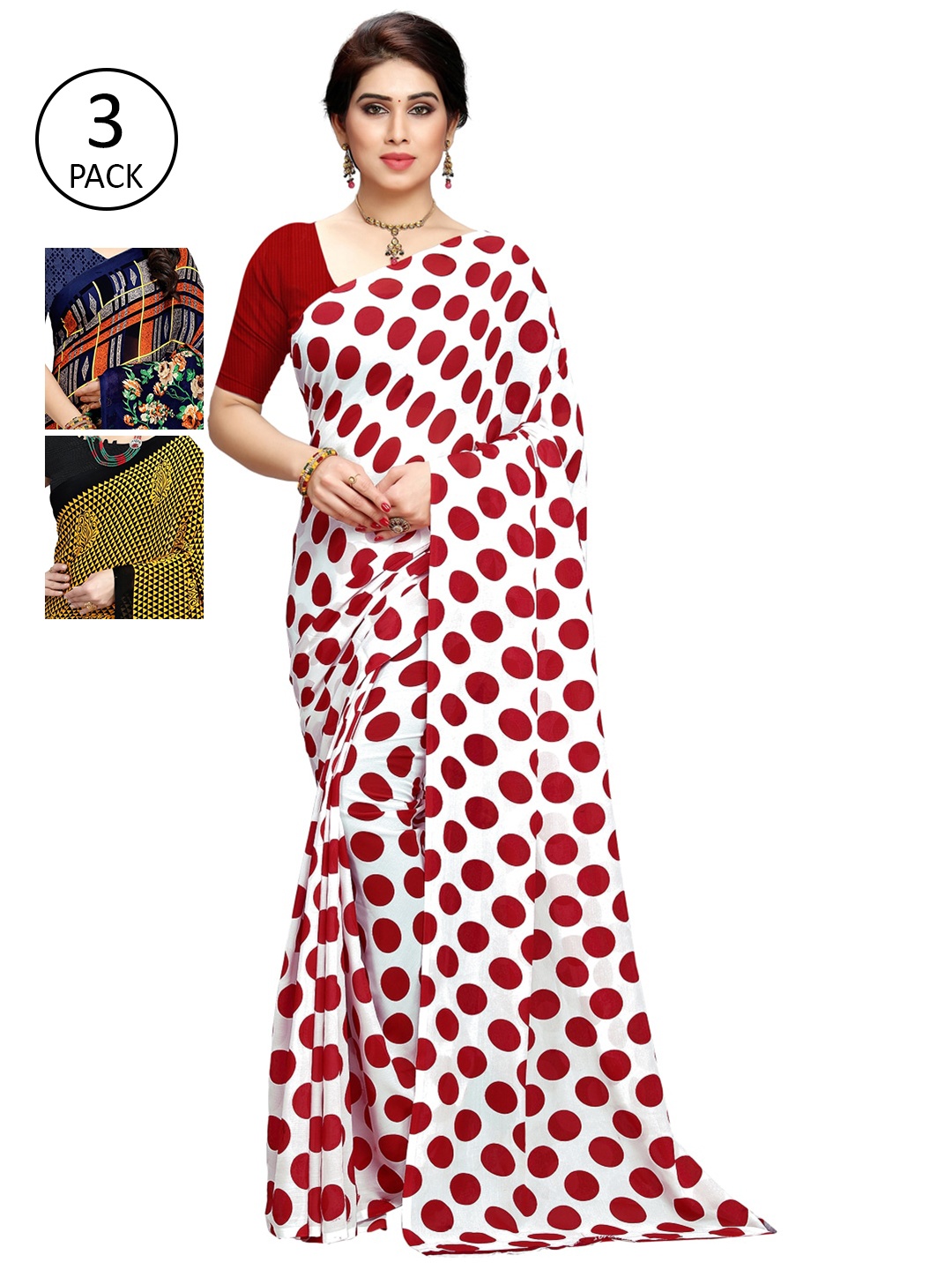 

KALINI Pack of 3 Printed Sarees, Multi