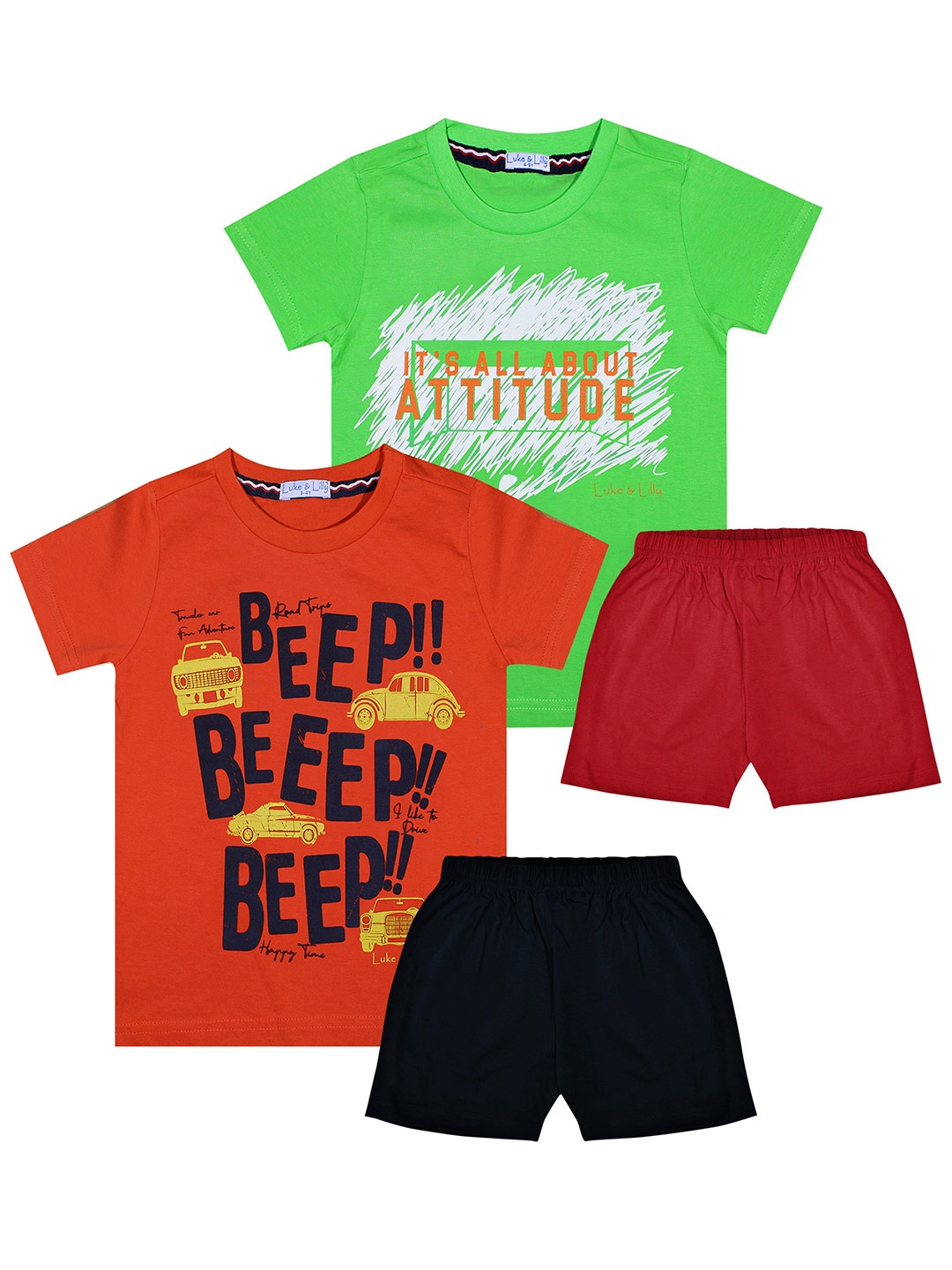 

Luke & Lilly Boys Pack of 2 Printed T-shirt with Shorts, Red