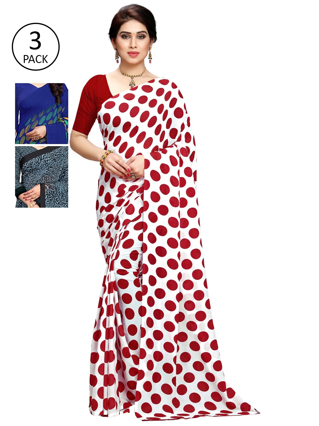 

ANAND SAREES Pack Of 3 Printed Sarees, Multi